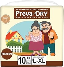 Premium Soft Adult Diapers Large Size (L) | Unisex Diapers Pants Style | Waist (35-54 Inch) | Wetness Indicator, Super Absorb, 360° Protection & Leakproof | Pack of 1, 10 Counts