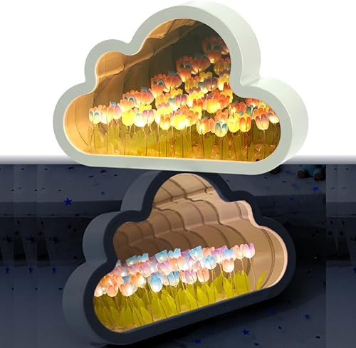 Espejo de pétalos infinitos, espejo de pétalos celestiales, espejo de lámpara de tulipán de nube, espejo de nube de tulipán, espejo de nube de