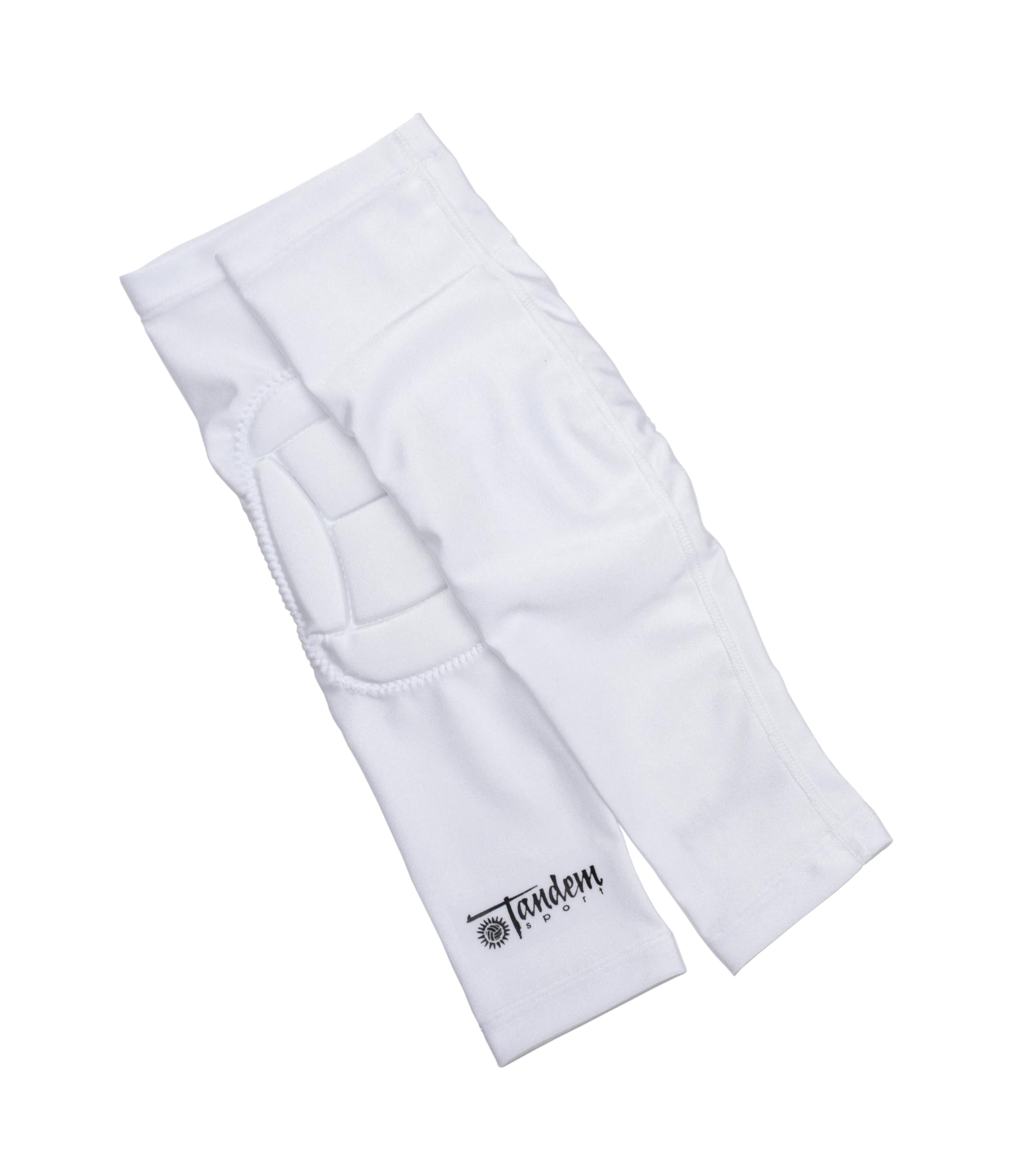 Tandem Sport Padded Arm Sleeves - Compression Sleeves with Built-In Elbow Padding to Reduce Injury & Stress - Comes in pairs, S/M, White