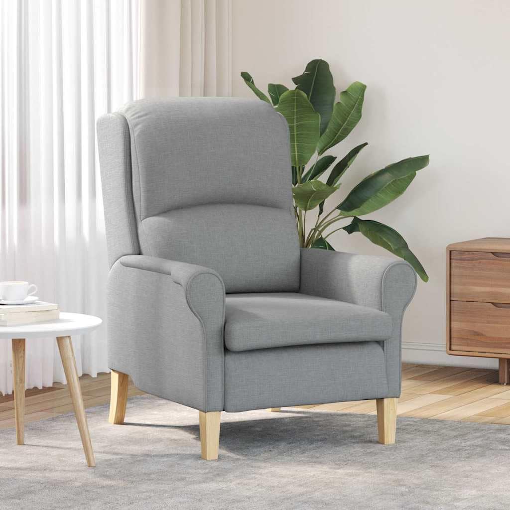 Poltrona Grigio Chiaro Tessuto Moderno Con Telaio Legno Ingegneria E