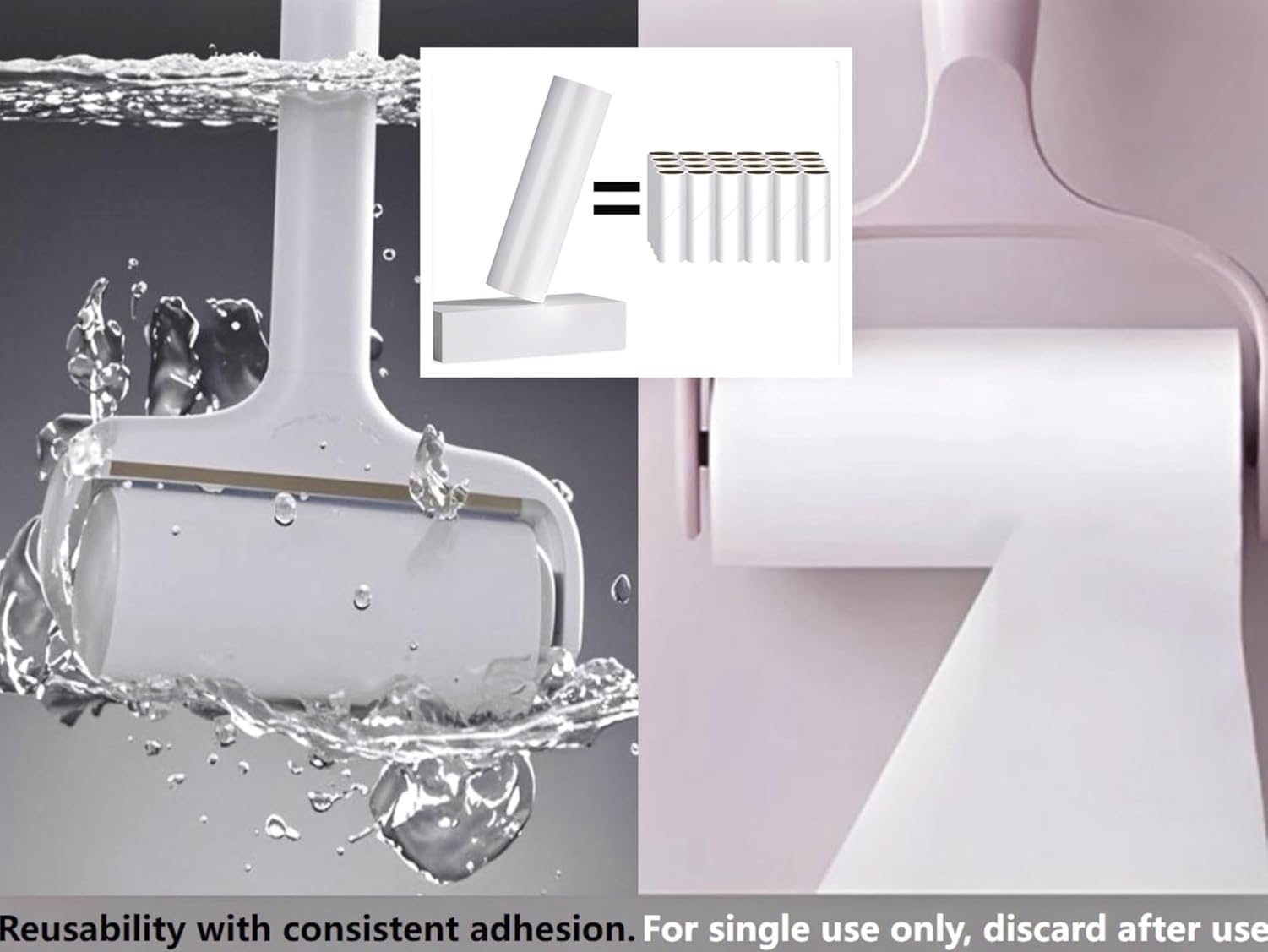 Quitapelusas Rodillo Reutilizable y Lavable, 8.6 x 5 Pulgadas, Fuerte Adhesión, Funda Antipolvo con Agujero para Colgar, Material de Silicona para Ropa, Sofá, A