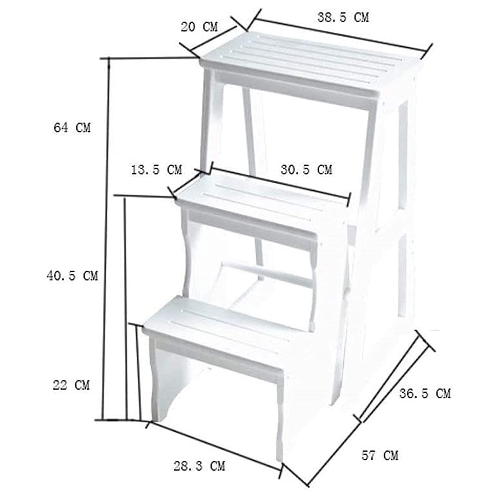 Taburete Plegable de Madera de 3 Niveles, Silla portátil para escaleras, Antideslizante, Resistente y Duradero, Ideal para la Cocina, como Escalera de Almacenamiento o para Ahorrar