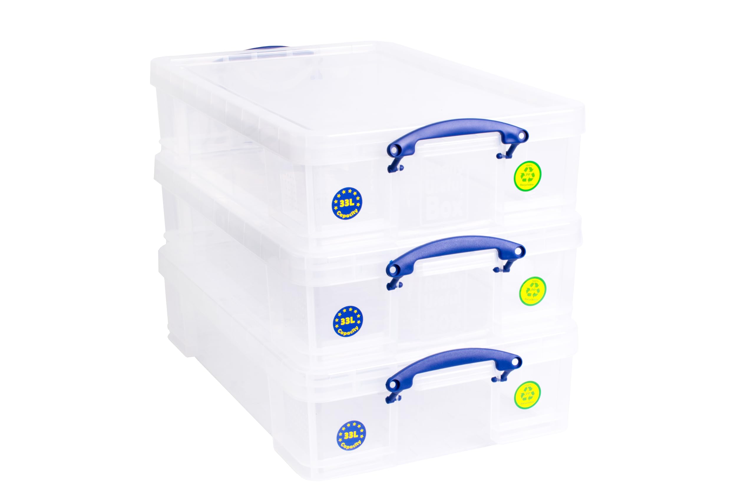 Really Useful Box Really Useful Plastic Storage Box 33L Clear (Pack Of 3)