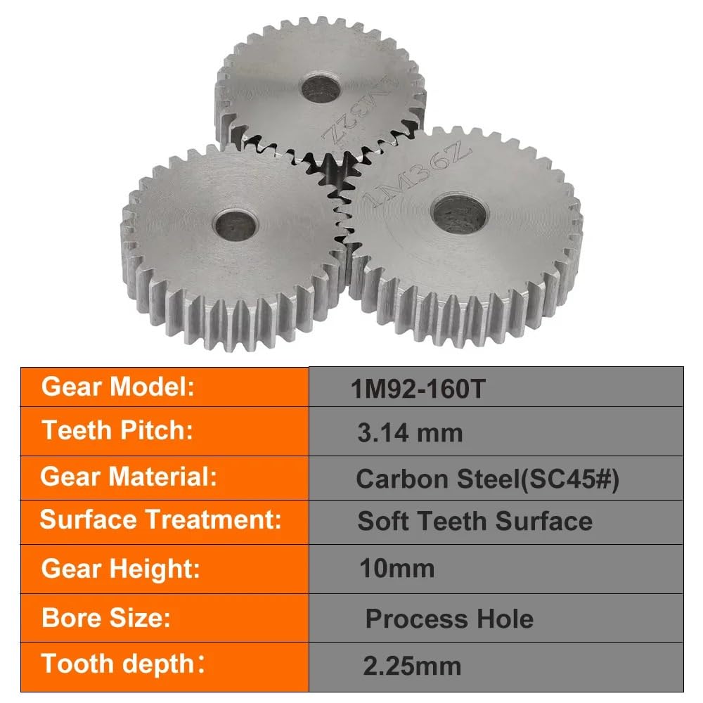 Stirnrad, 1M-92T-160T SC45# Zylindrische Stirnradgetriebeteile Aus Kohlenstoffstahl(1M 110T - Bore 10mm)