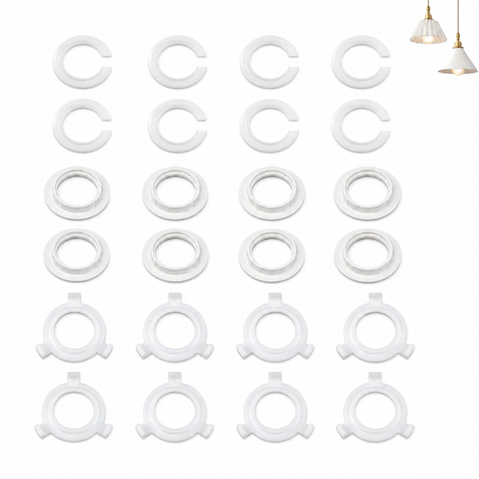Honeyone 24 Pack Lampshade Reducer Rings, E27 to E14 Adapter Rings