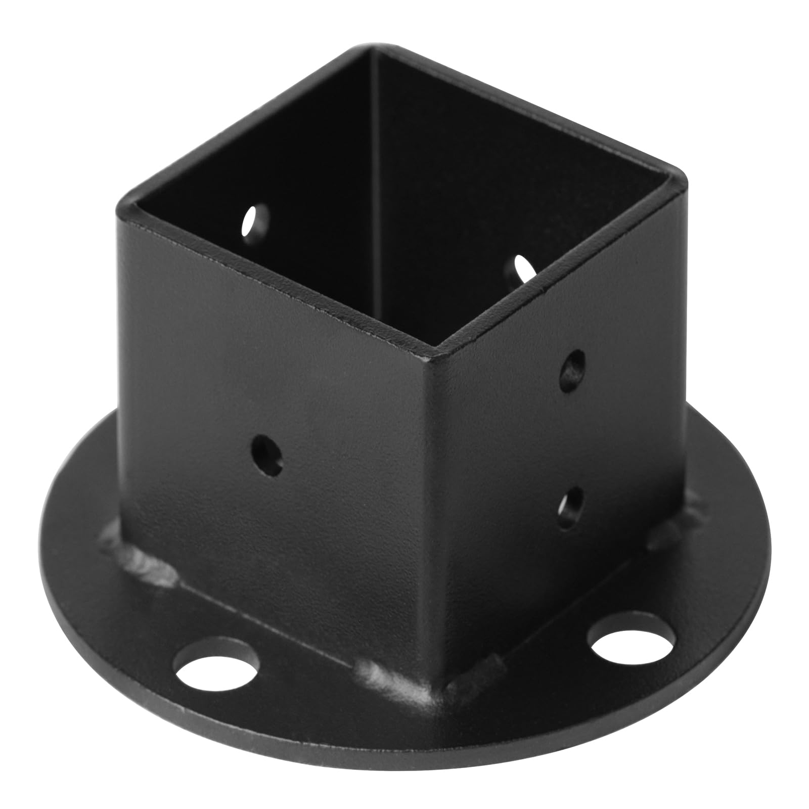 4 Pack Black Square Post Flange Base Anchor Fits 2" x 2" Square Tube, Deck Fence Rail Floor Mount Bracket,10 Gauge