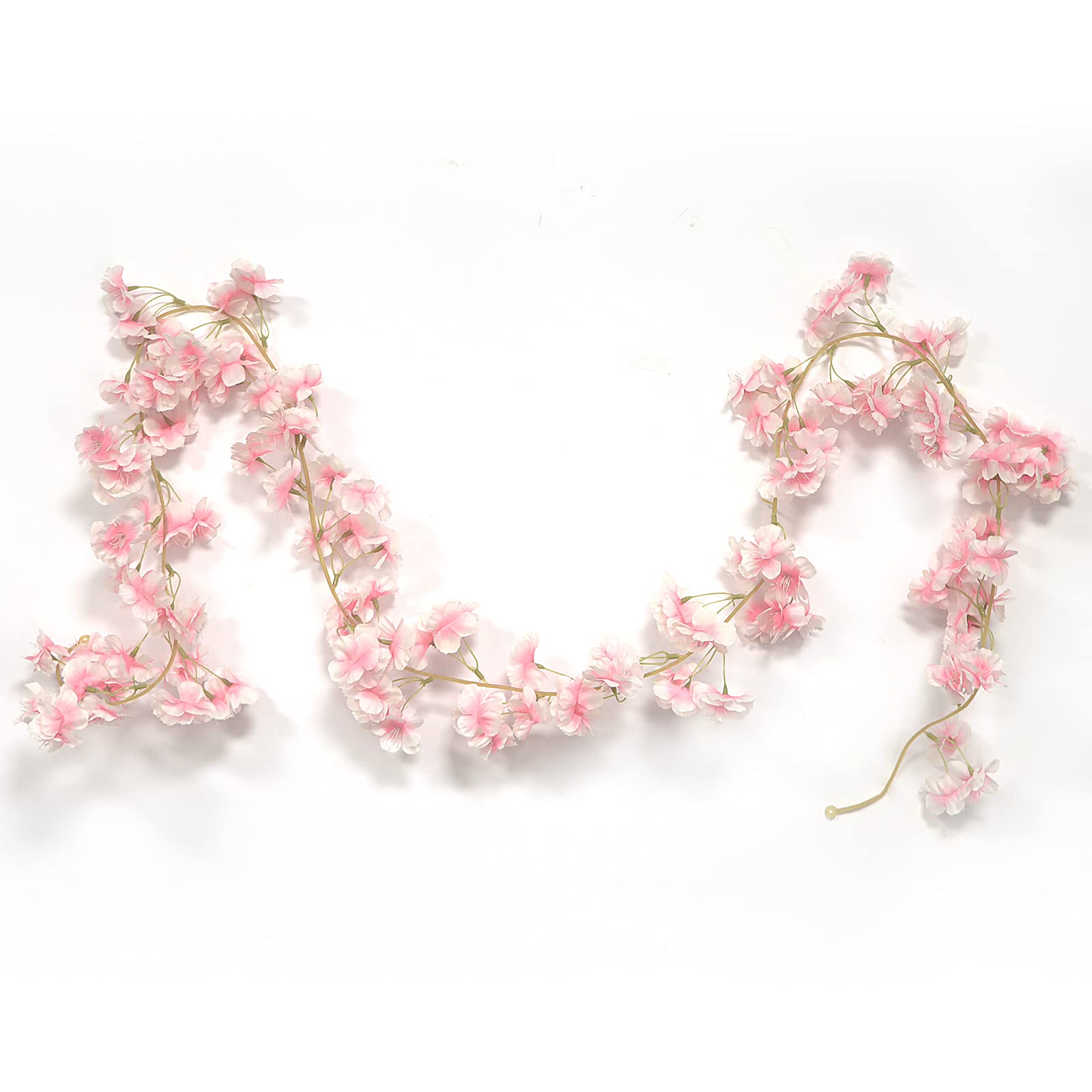 AFLOWER Fake Cherry Blossom Flowers, Artificial Silk Cherry Blossom Flower Sakura Vine Silk Flower Garland, Suitable for Garden Walls Parties Family Weddings Office Decorations 2 PCS (Pink)