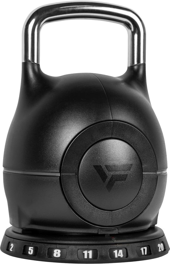 VirtuFit Kettlebell regolabile 2/20 kg | Costruzione in acciaio resistente | Allenamento funzionale, crossfit e sport di forza | Manico ergonomico | Nero