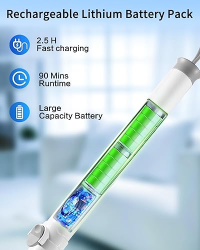 Miniatura 5 de Limpiador giratorio eléctrico, cepillo de limpieza de ducha inalámbrico de 1000 RPM, 4 cabezales reemplazables, limpiador de mano de 49 pulgadas