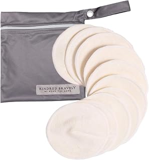 Kindred Bravely Organic Reusable Nursing Pads - Washable Bamboo Breast Pads with Wet Bag, 10-Pack 4.5" Twilight