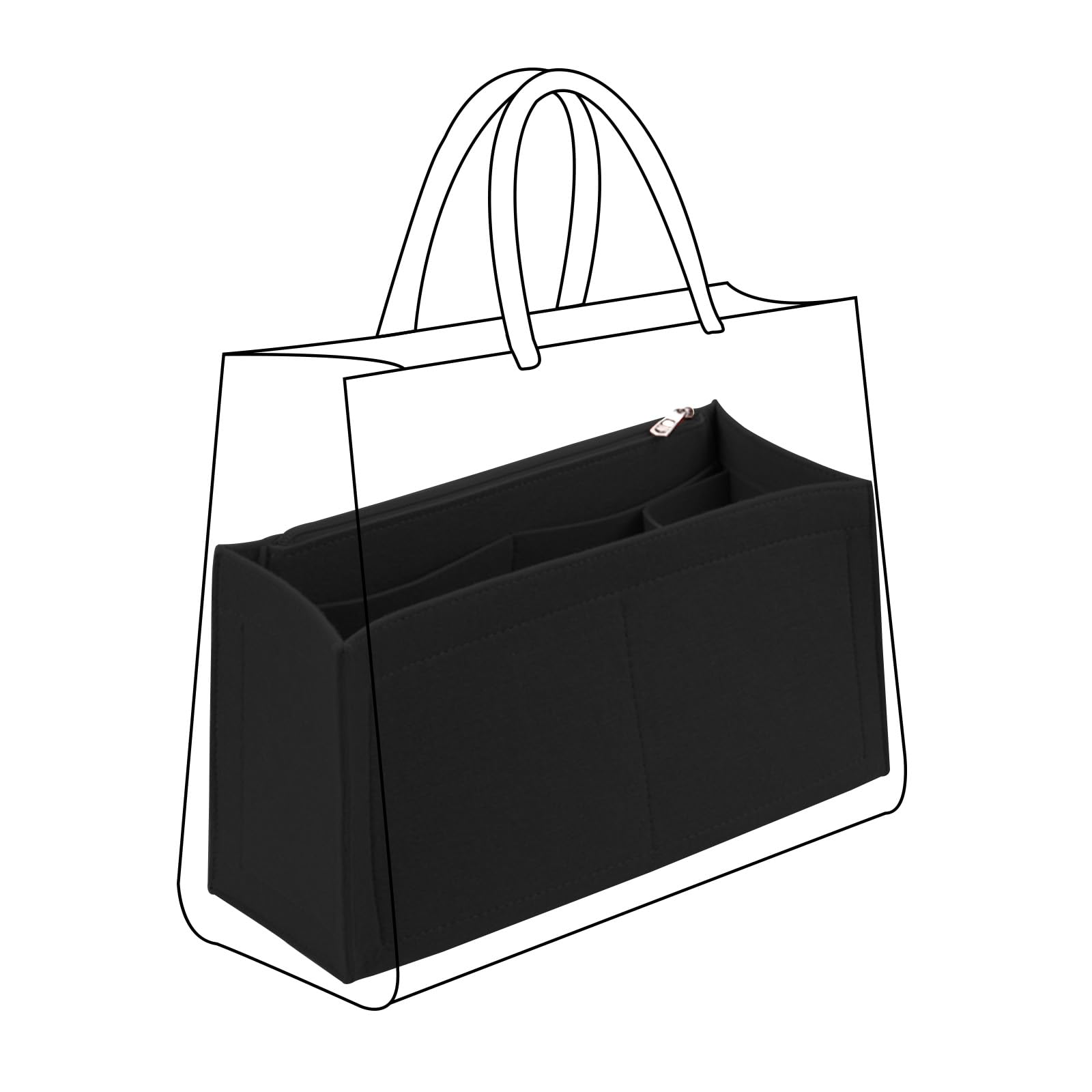 Lckaey Organizador de bolso Onthego GM ONTHEGO de fieltro con cremallera Y063black-L