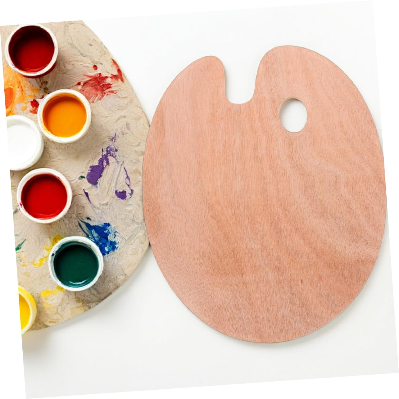 Artibetter 2 Stück Ovale Holz Mischpalette mit Daumenloch Ergonomisches Design für Ölfarben und Gouache zum Farbmischen und Basteln