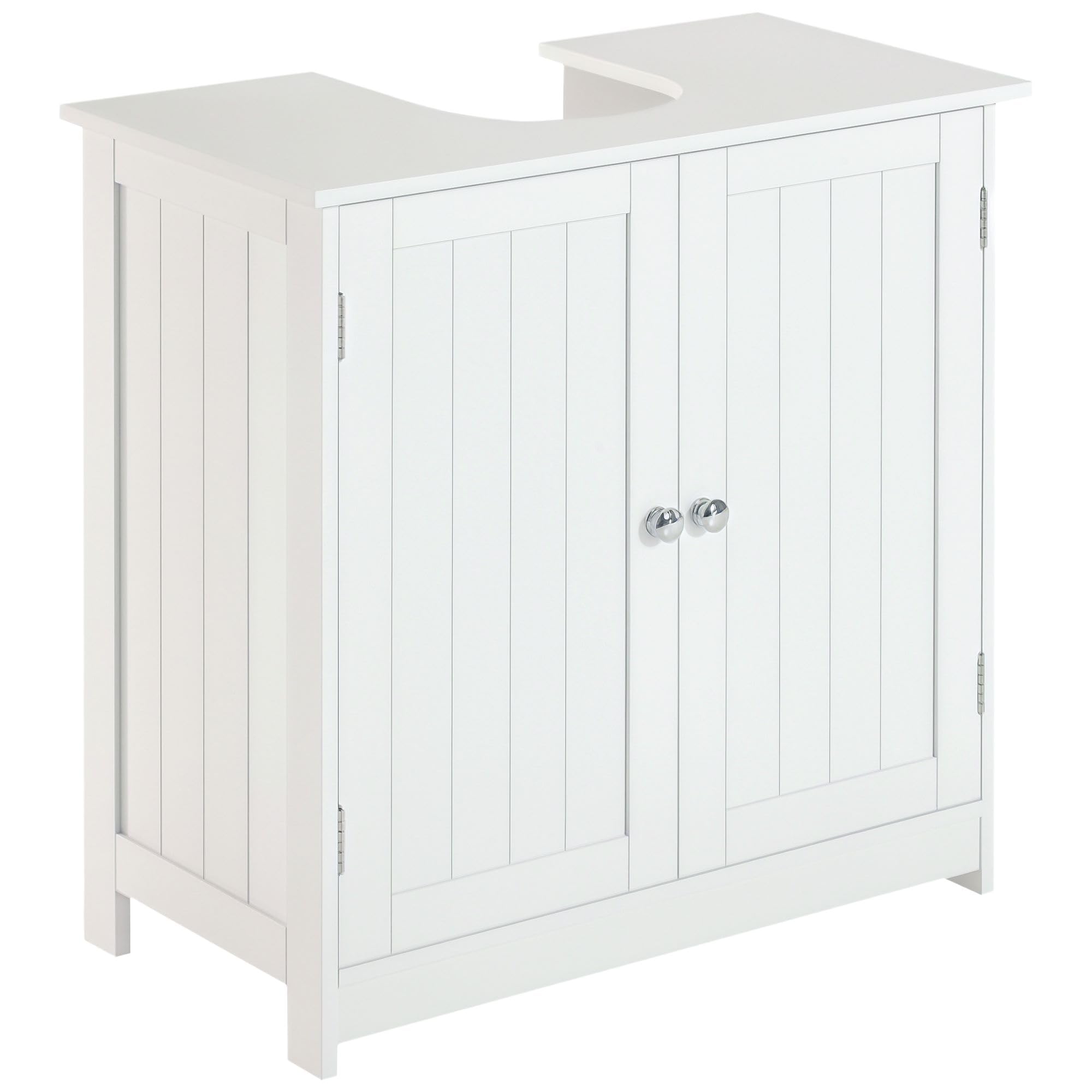 HOMCOM Mueble bajo Lavabo, Mueble de Baño con 2 Puertas y Estante Ajustable, Armario de Baño para Lavabo con o sin Pedestal, Estilo Moderno, 60x30x60 cm Blanco