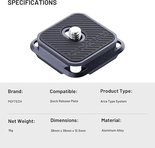 Miniatura 8 de PGYTECH Interruptor de reemplazo de piezas de placa de cámara de liberación rápida tipo arco entre trípode, monopie, deslizante, compatible con Arca