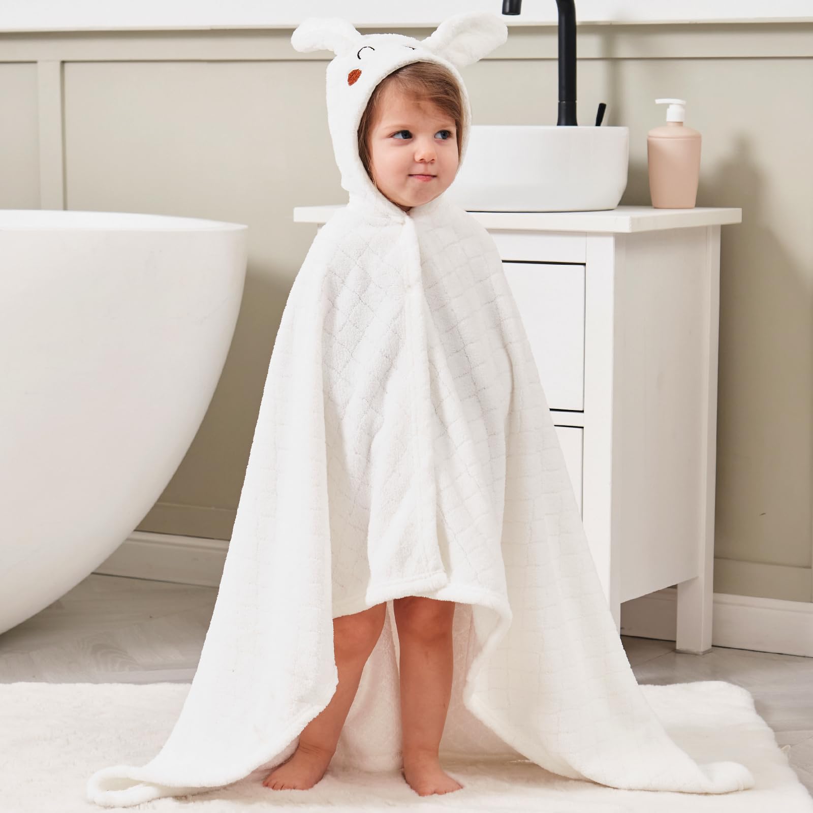 Toallas de baño con capucha para niños, paquete de 2 toallas absorbentes suaves con capucha para bebé, toallas gruesas de 50 x 32 pulgadas con capucha, toallas de baño para niños con capucha para