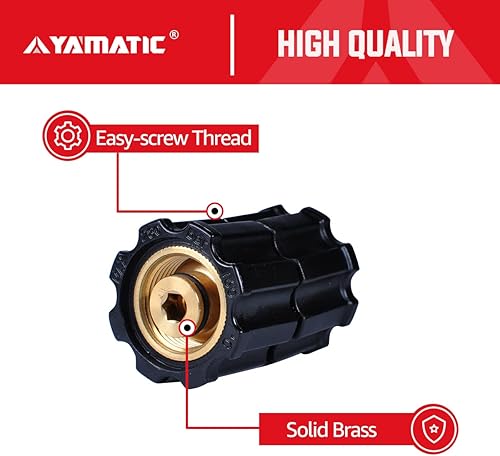 Miniatura 4 de YAMATIC Adaptador estabilizador para lavadora a presión para manguera, bomba y pistola, M22-0.551 in hembra x M22-0.551 in hembra, 4000 PSI/280 Bar