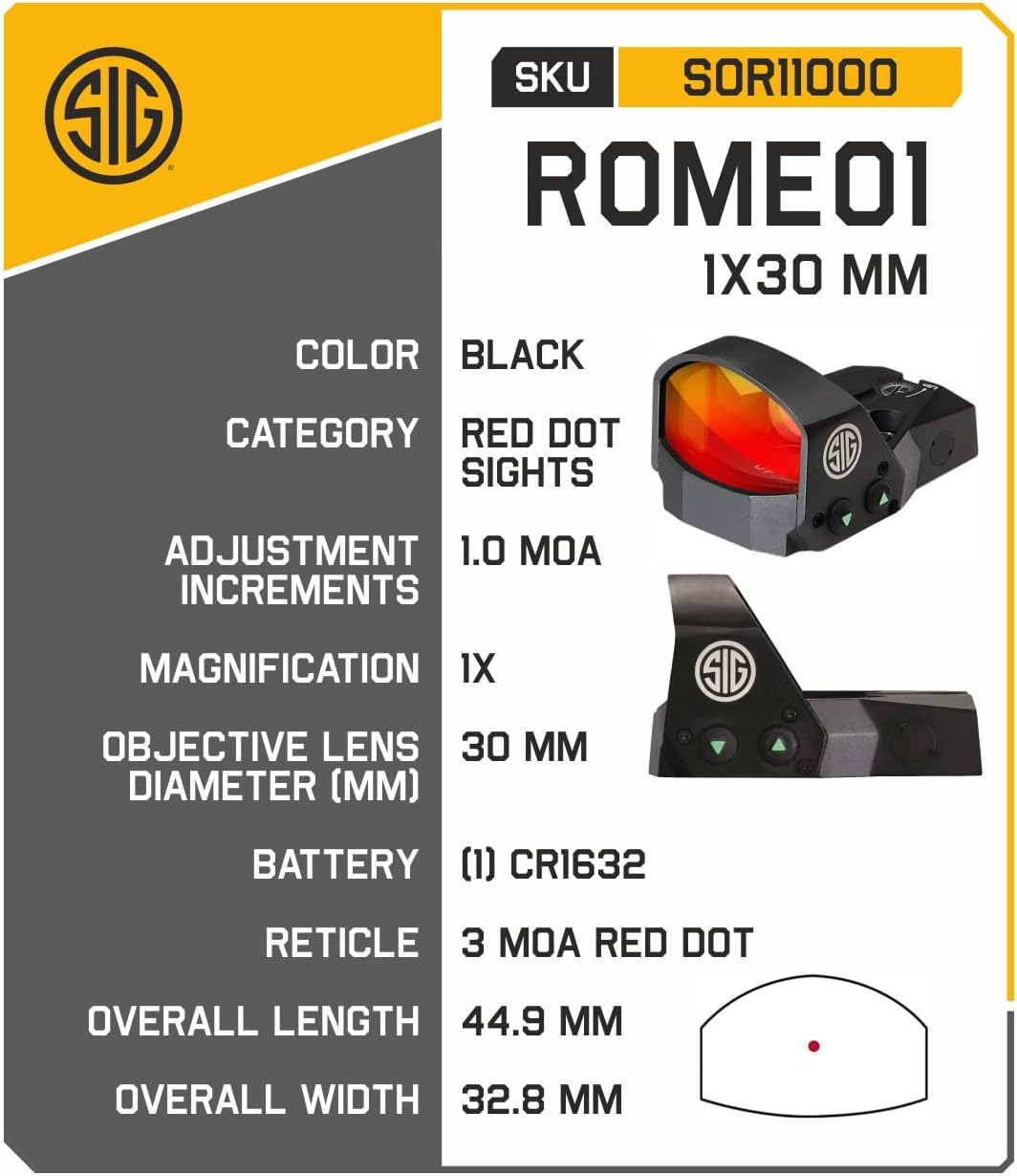 Sіg Sauer ROMEO1 1X30 MM 3 MOA Reflex Red Dot Sigh with Sіg Leather Patch Hat Bundle