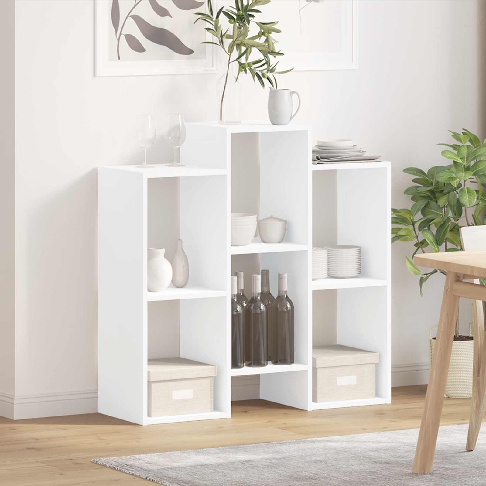 Credenza bianca 90 x 30 x 90 cm, scaffale autoportante