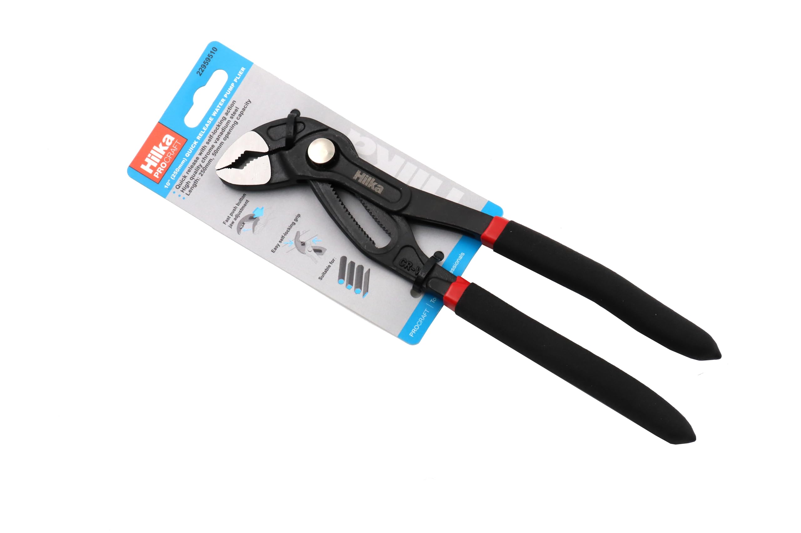 Hilka 2295951010" (250mm) Quick Release Water Pump Plier, Black