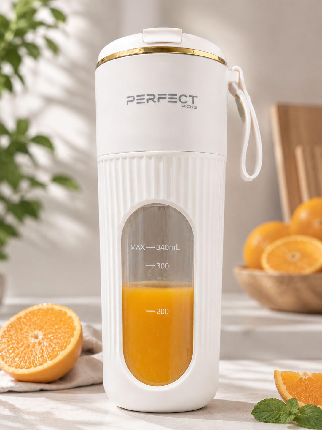 Mini Portable Juicer Blender with LED Display | 14-Blade USB Rechargeable Personal Smoothie Maker for Shakes, Juices & Baby Food | Easy Clean Travel Mixer Bottle 340ml-image-1