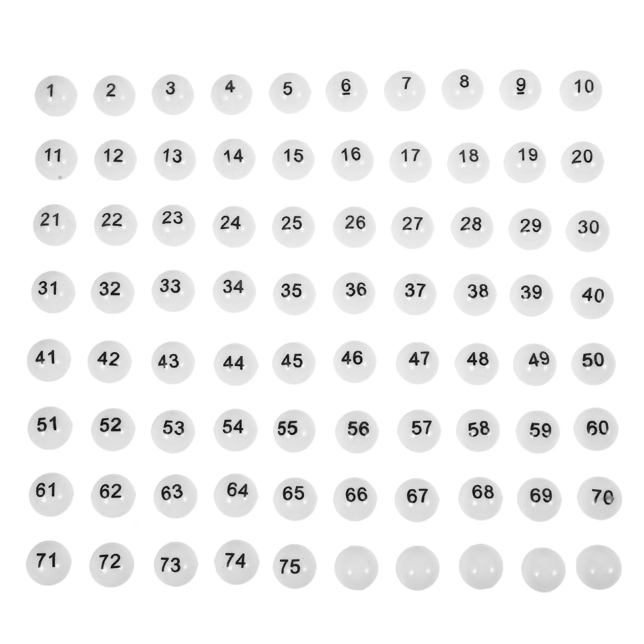 VICASKY Lustige Partybälle 75 Stück Plastik-tombolabälle Nummeriertes Design Geeignet für Bingo Y-Spiele und Events