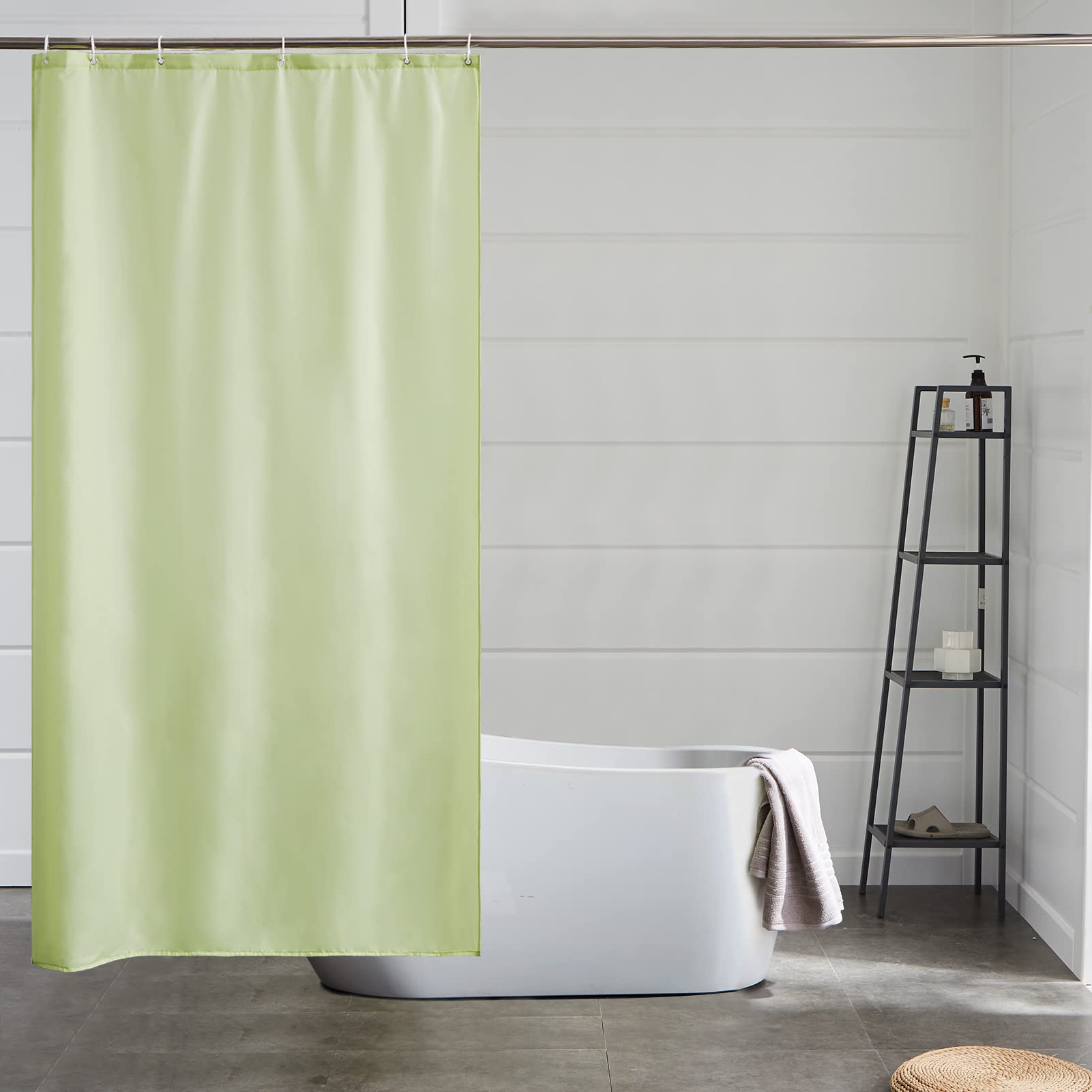 Furlinic Shower Curtain Mould Proof Resistant Wetroom Bathroom Polyester Fabric White 7ft Shower Curtains Liner Waterproof Rustproof Washable Weighted with 12 Hooks Extra Long 180x210cm 72x84. — view 182