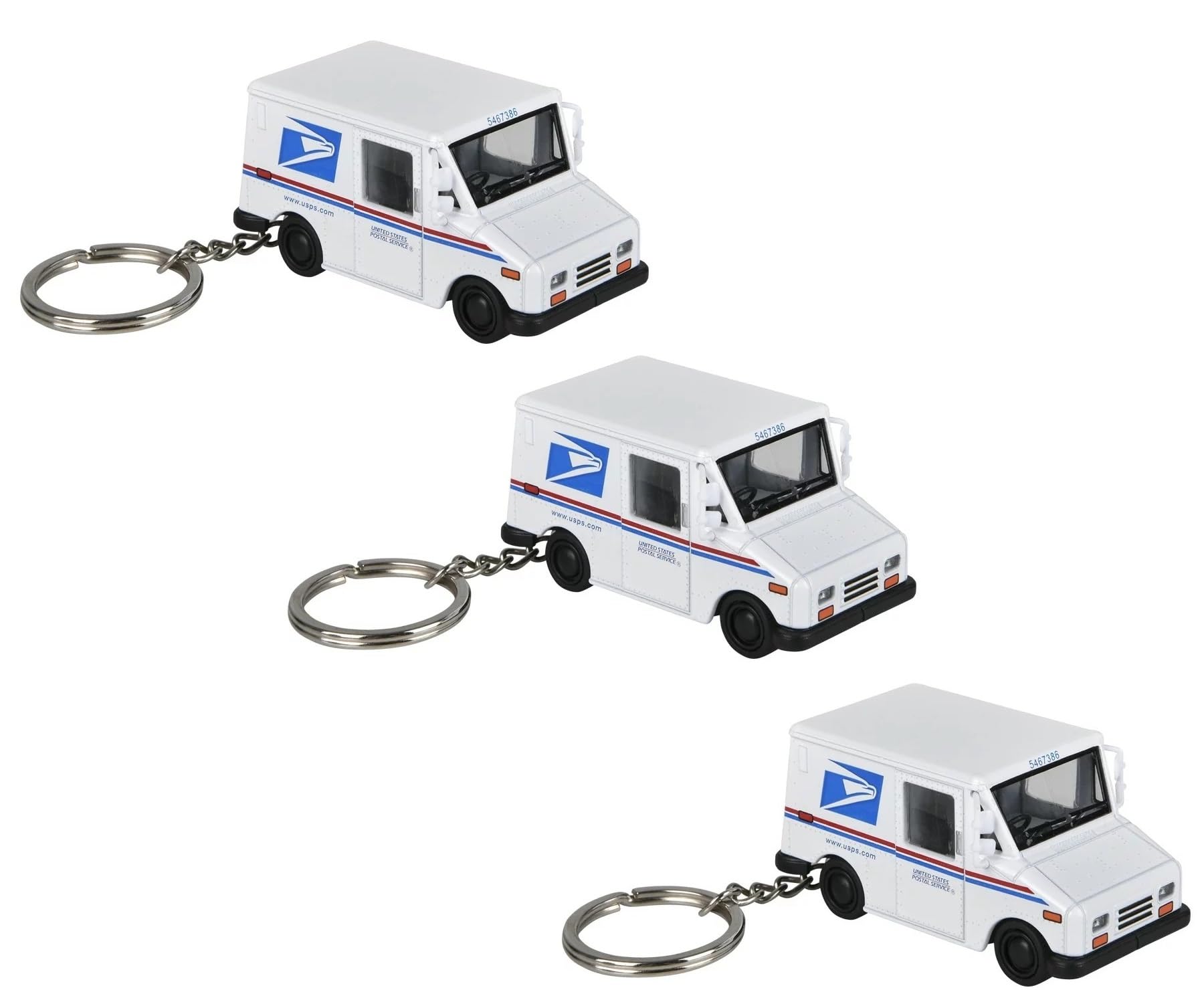 Diecast Pull Back Mini Postal Carrier Truck Keychains (Pack) (2.5") Metal Post Office Truck with Pullback Motion.