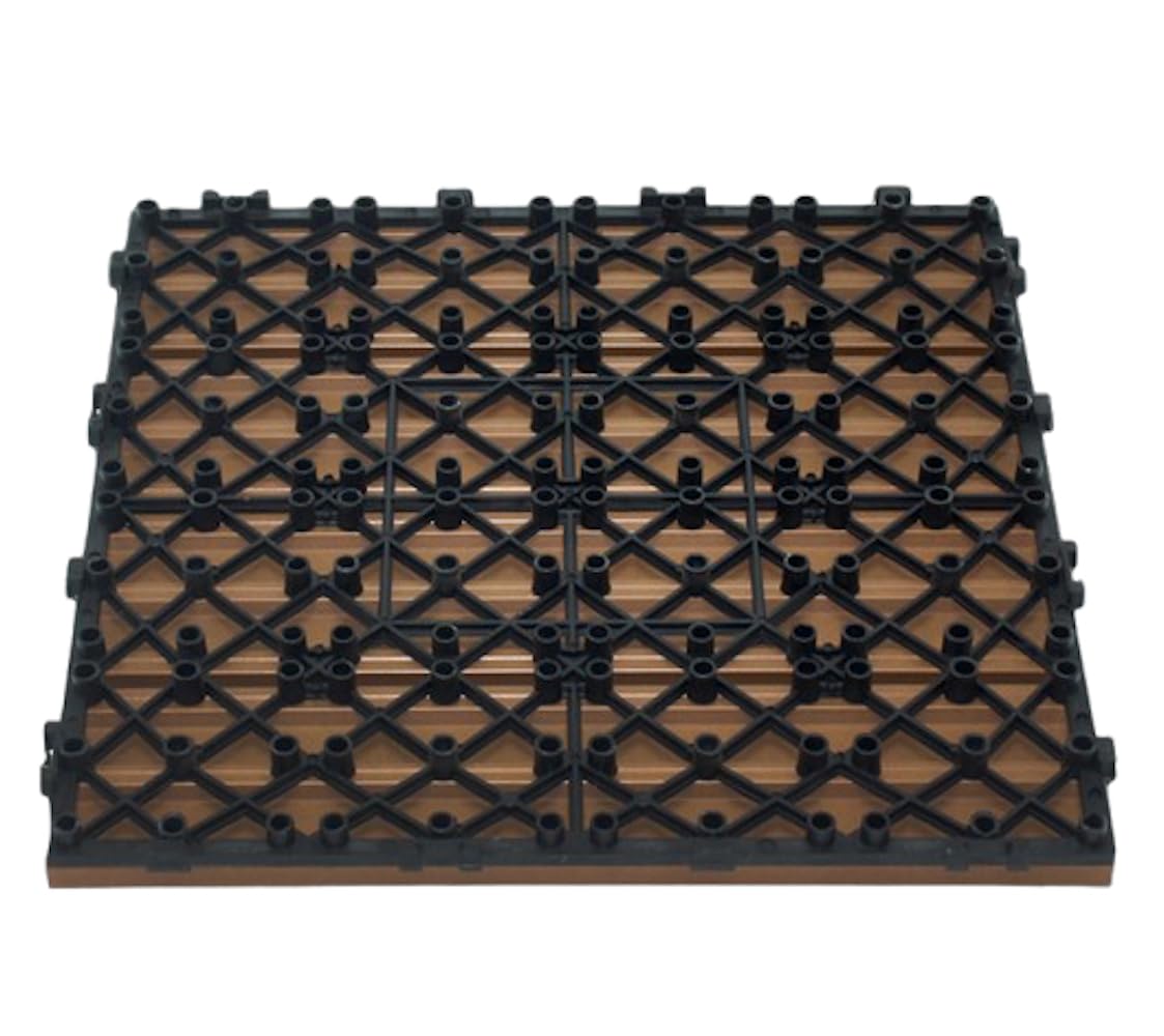 RHP 22 x baldosas clic WPC premium – baldosas para terrazas y balcones 30x30 cm, aspecto de madera, resistente al agua, resistente a la corrosión, sistema de clic, fácil de instalar (JS-1)