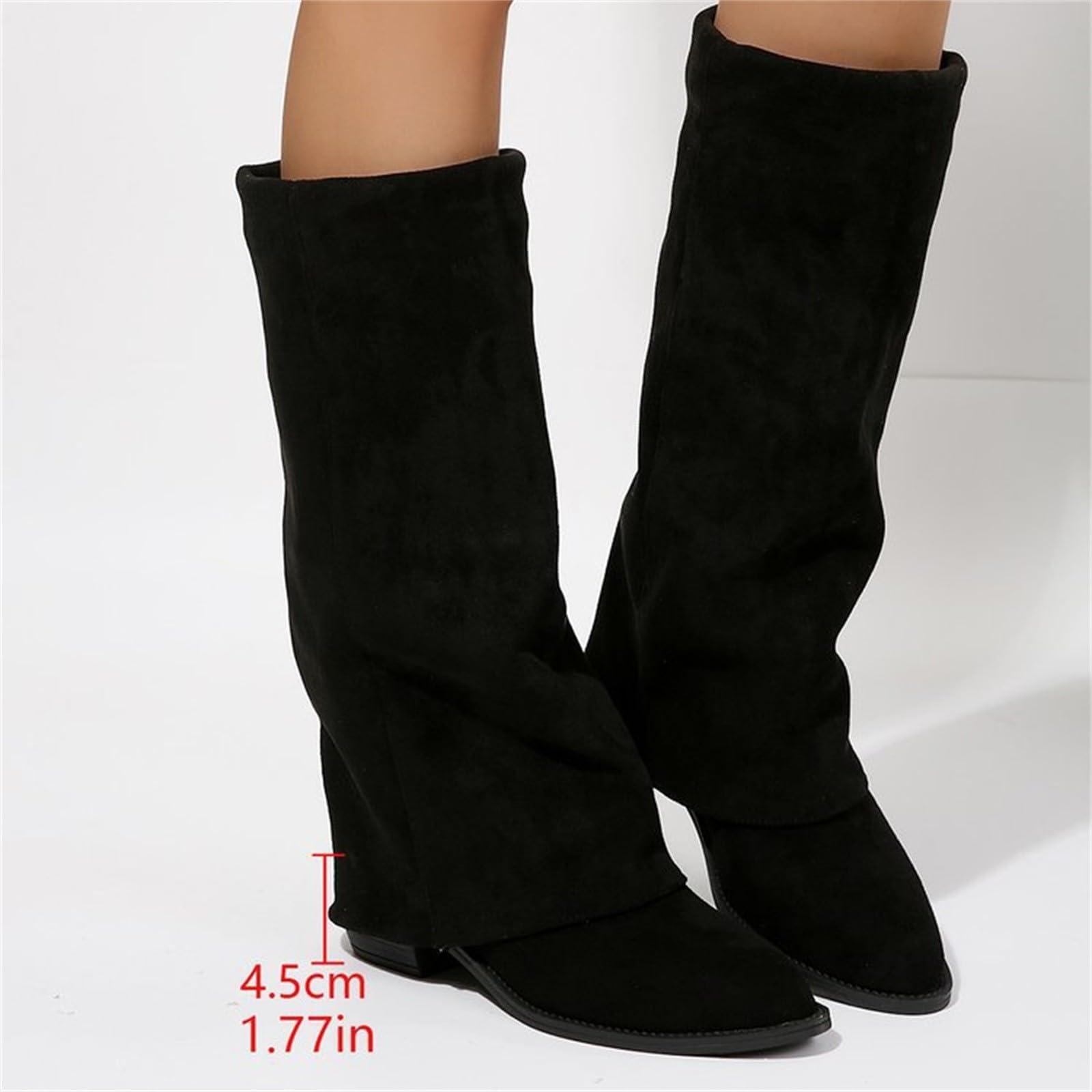 Bottes hautes pliables pour femme - Bottines pour femme avec talon - Bottes à enfiler - Talon bloc - Bottes hautes - Bout pointu - Bottes longues élégantes et confortables - Bottes de cowboy pour