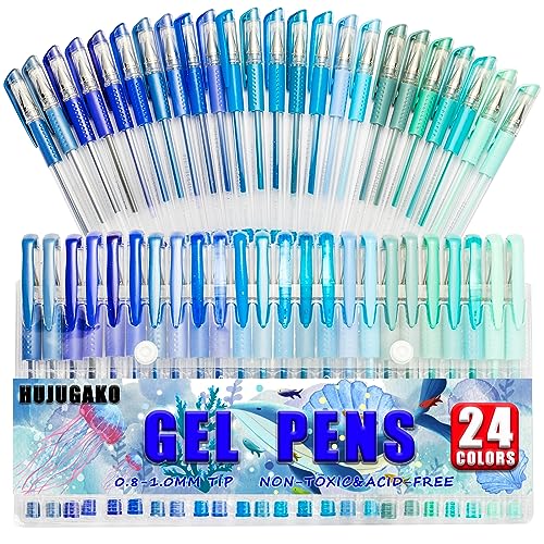48 bolígrafos de gel azul pack con recargas