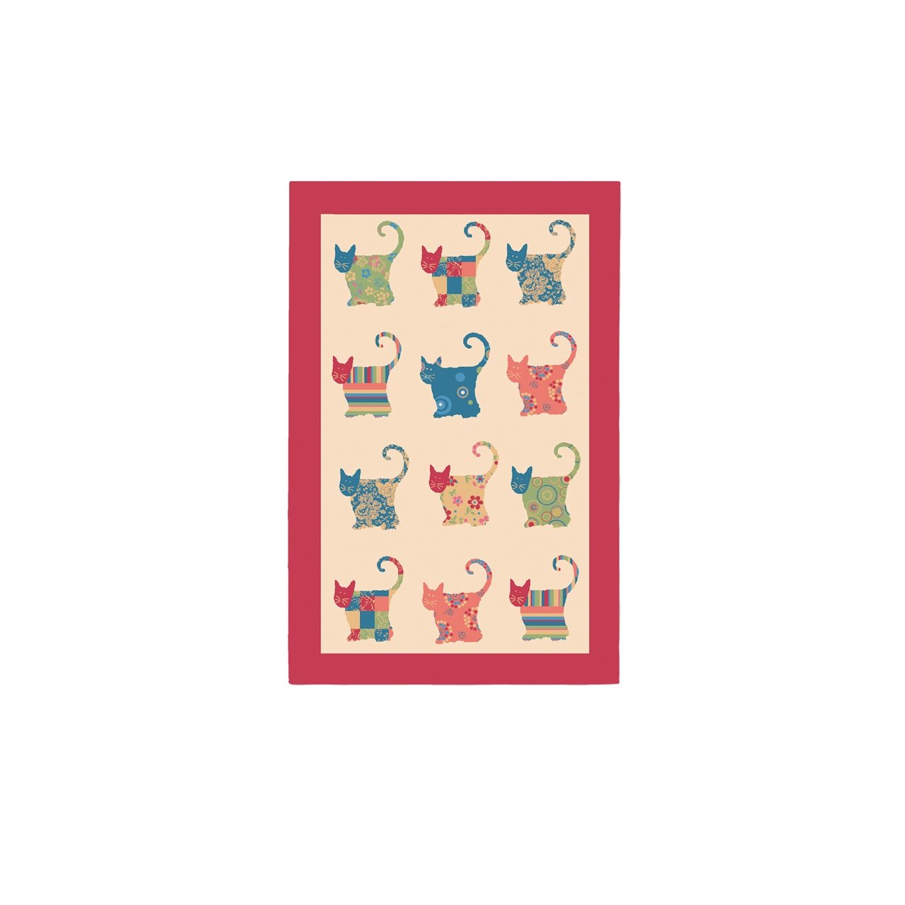 Ulster Weavers Red Appliqué Cat Linen Tea Towel