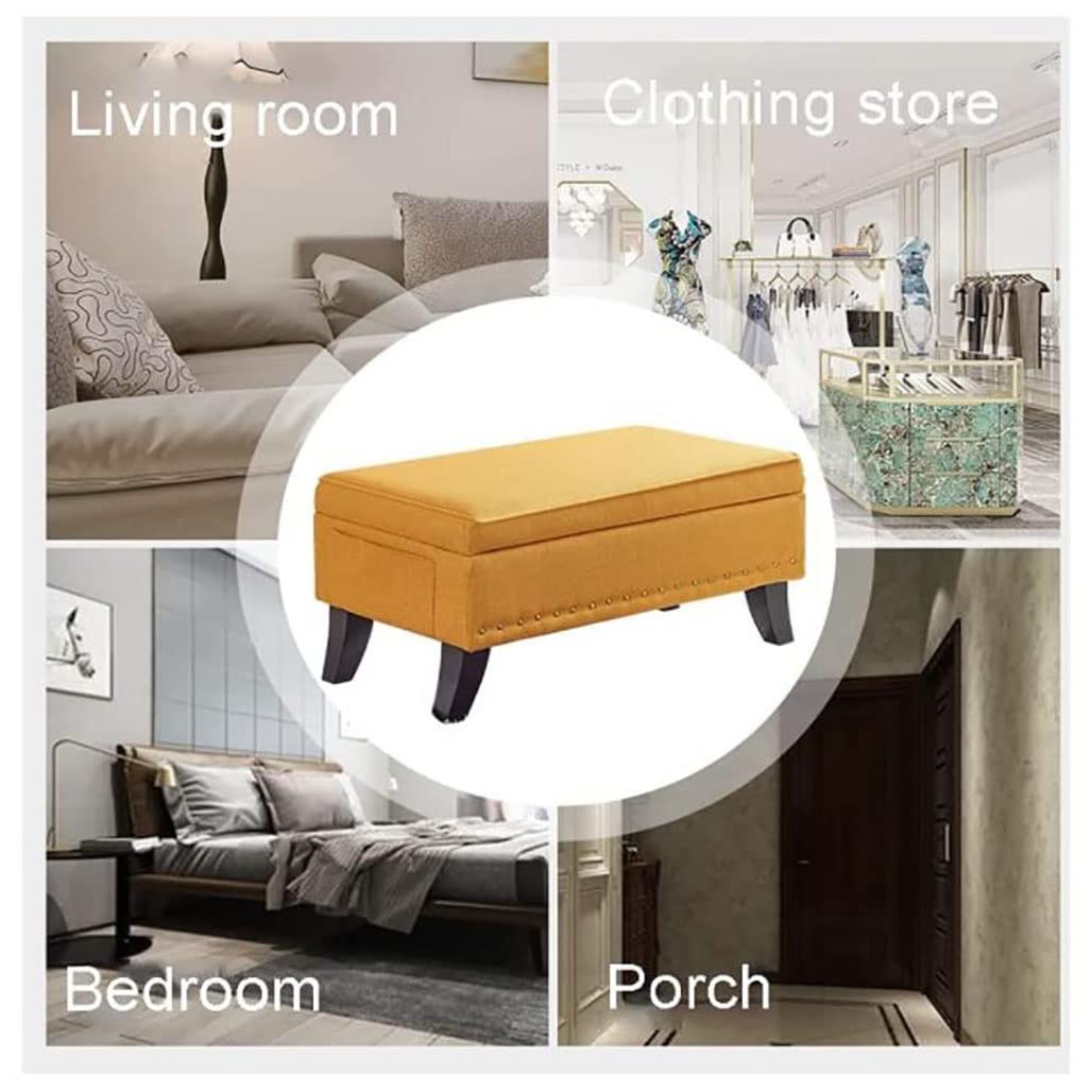 Opslag voetenbank Houten voetenbank Ronde Linnen Poef Stoel Kleine Kruk met 4 Gewatteerde Voeten voor Schoenen met Voetbank Woonkamer Slaapkamer (28 x 20 cm Oranje