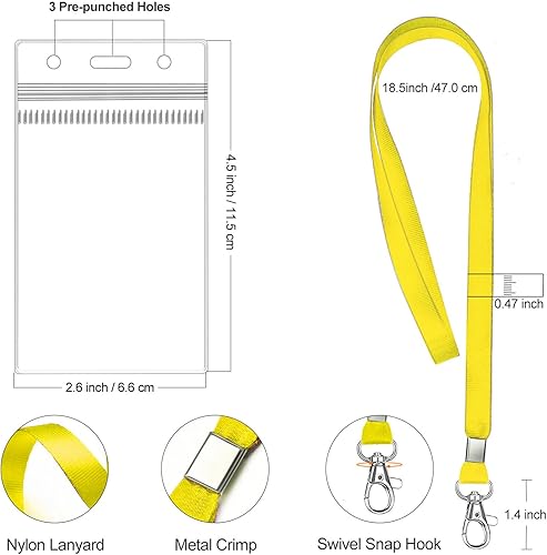 Miniatura 29 de Soporte transparente para tarjetas de identificación con cordón, a prueba de agua, pantalla vertical, protector de tarjeta de identificación