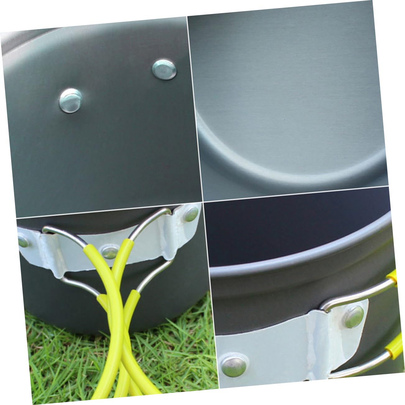 YARNOW Ensemble Cuisine de Camping Portable 4 Pièces en Alliage D'aluminium | Randonnée et Camping Extérieur, Poignée Confortable, Résistance à Chaleur et Corrosion