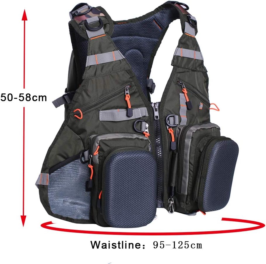 Waxaya Lightweight Fly Fishing Vest with Multi Pockets Adjustable Size Mesh Fishing Backpack for Men and Women