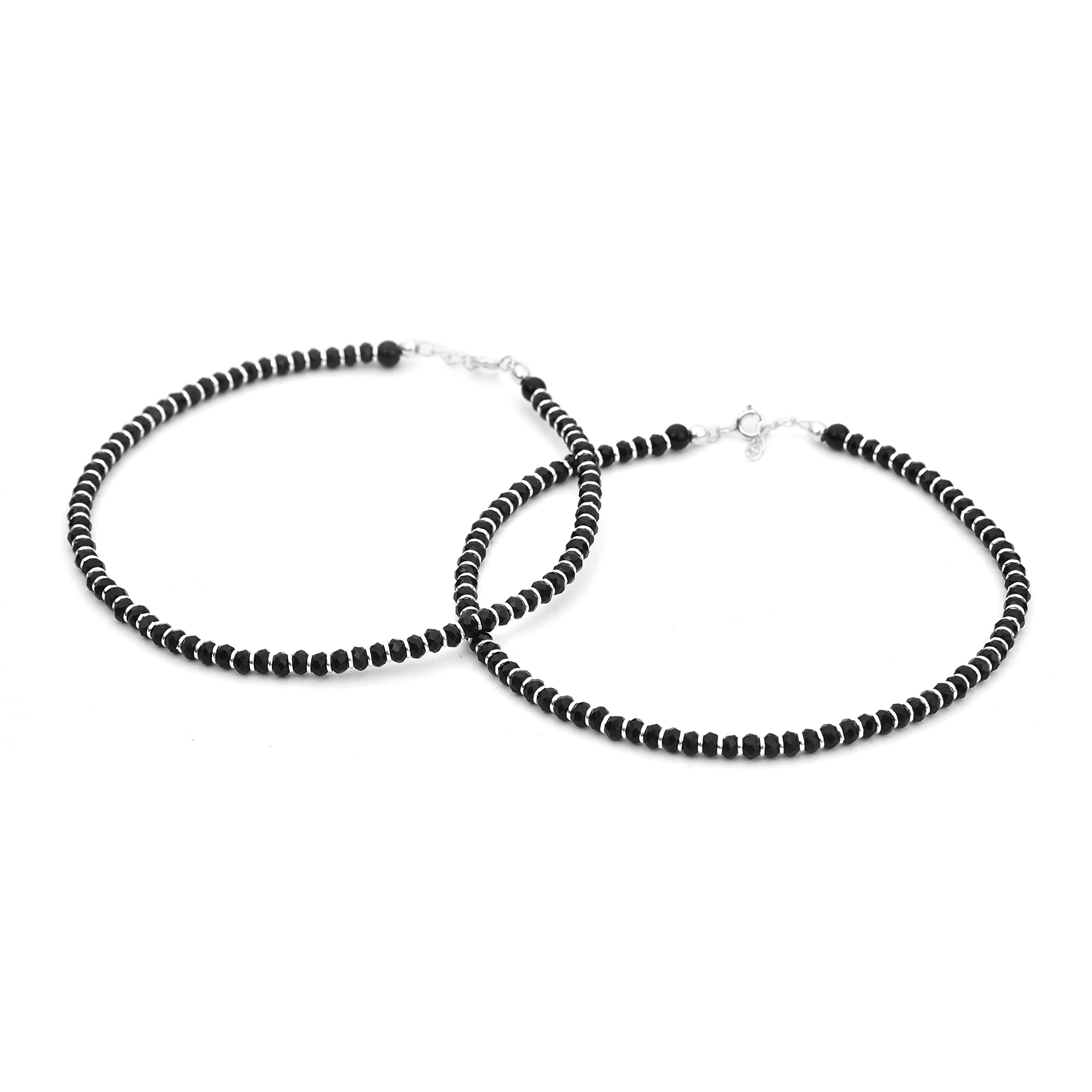 DHRUVS COLLECTION Silver Beads Crystal Sterling Silver Nazariya Anklet Payal for Women (Black) (B07WW76JNM) Amazon Price History, Amazon Price Tracker