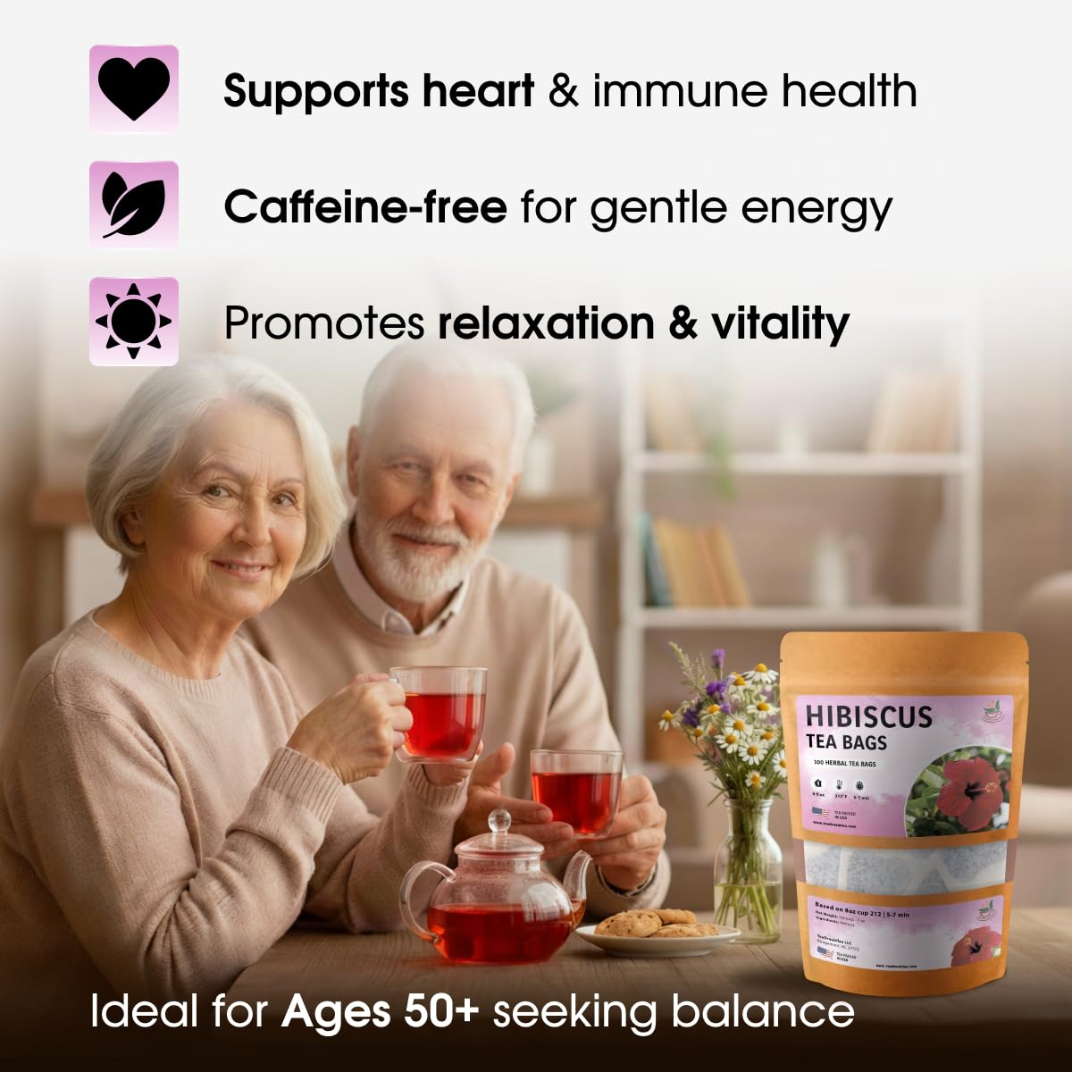 TeaDreamTea Hibiscus Tea Bags | 100 Bleach-Free Tea Bags | Caffeine Free | Dried Hibiscus Flowers | Hibiscus Flower Tea | Dried Flower Tea | Brew Hot or Iced |Herbal Hibiscus Tea - Image 4