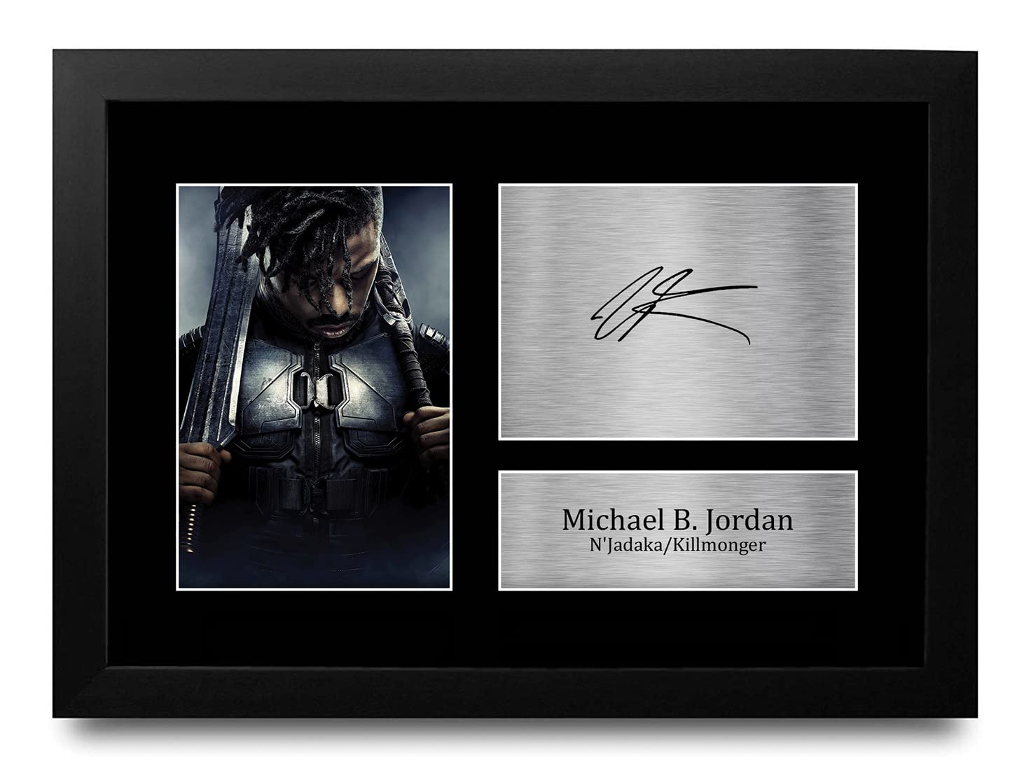 HWC Trading FR A4 Michael B. Jordan Black Panther Gifts Printed Signed Autograph Picture for Movie Memorabilia Fans - A4 Framed