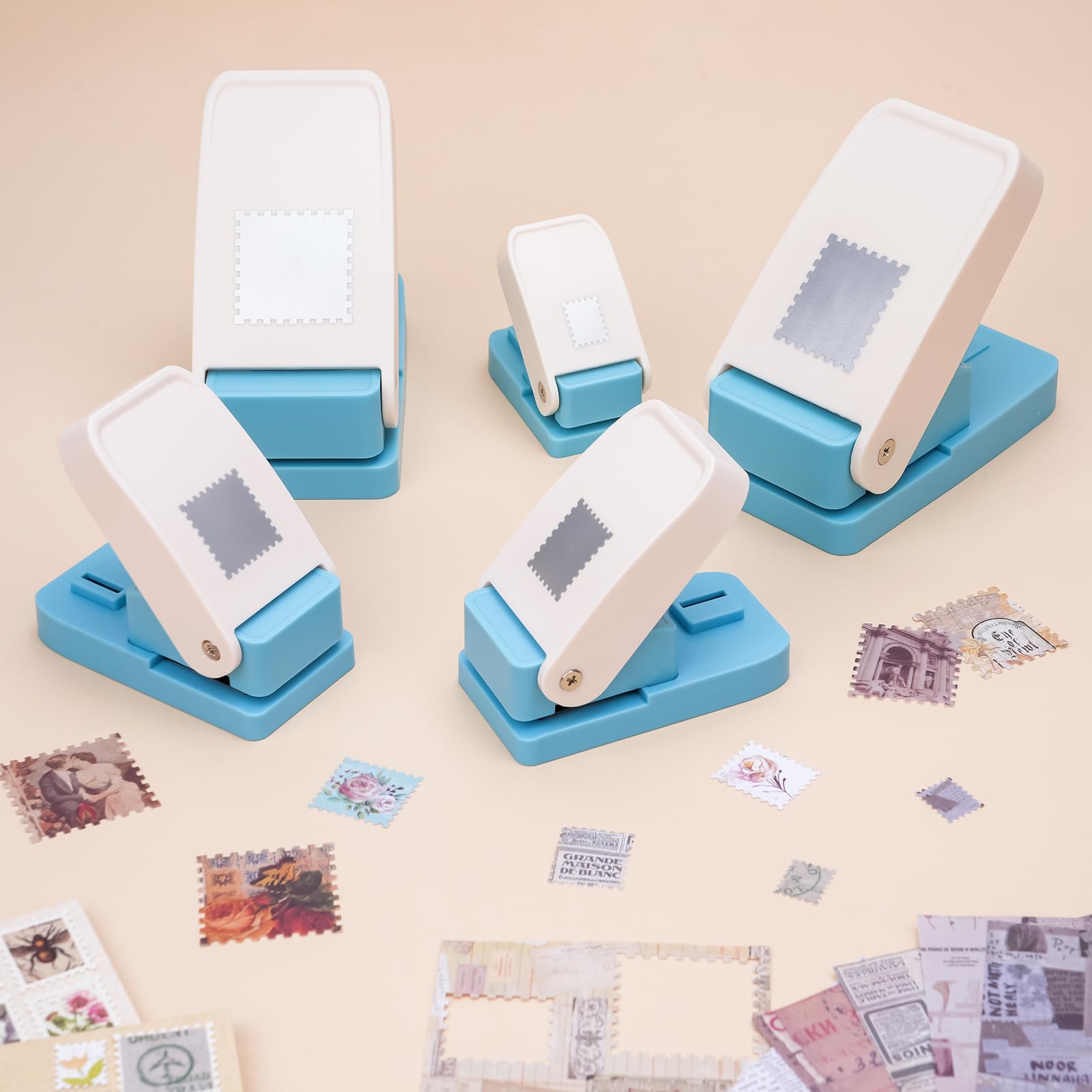 BAOFALI 5 szt. / zestaw stempli, 1,5 x 1,3 cm, 1 x 0,8 cala, 3,8 x 3,0 cm, 2,5 cm, 3,8 cm, dźwignia, dziurkacz do papieru, do majsterkowania, scrapbookingu, rękodzieła, 5 szt