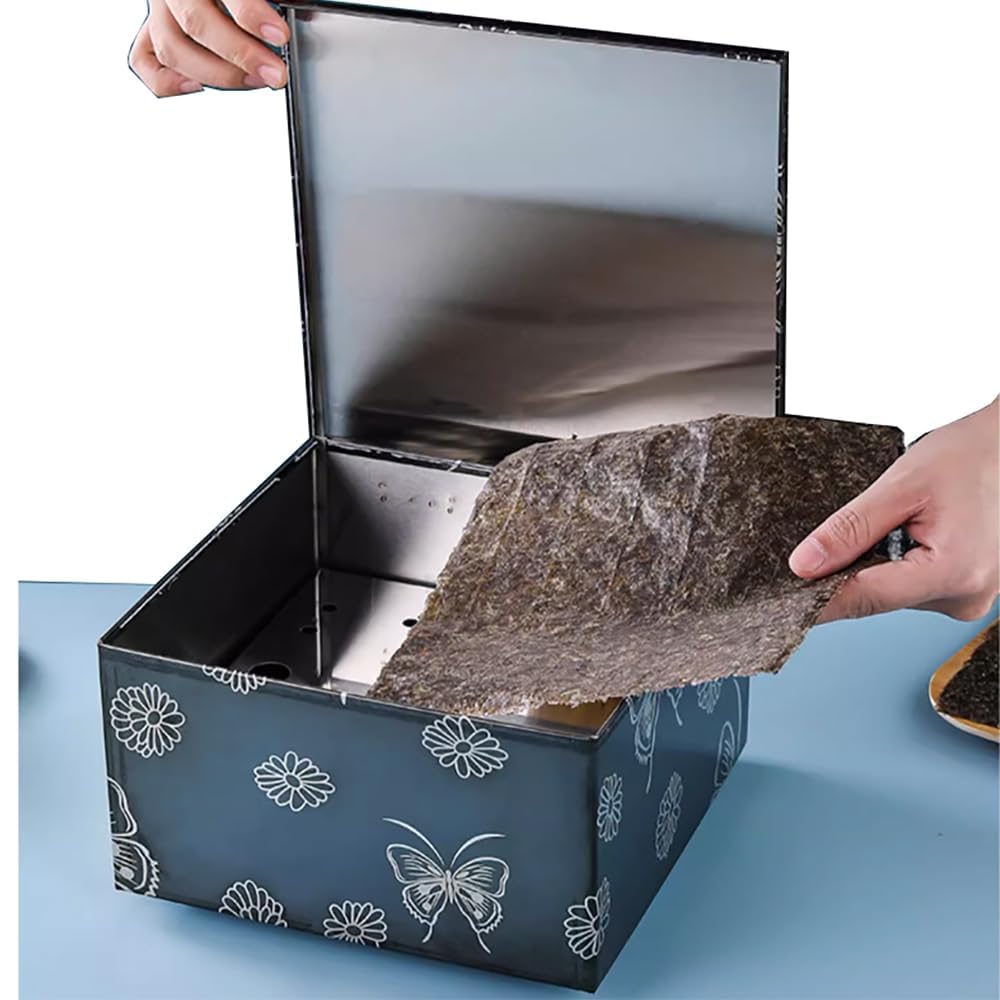 Recipiente de Acero Inoxidable para Algas Marinas, con función de Secado y 3 Bombillas calefactoras, Temperatura Ajustable, para secar nori y Algas Marinas.