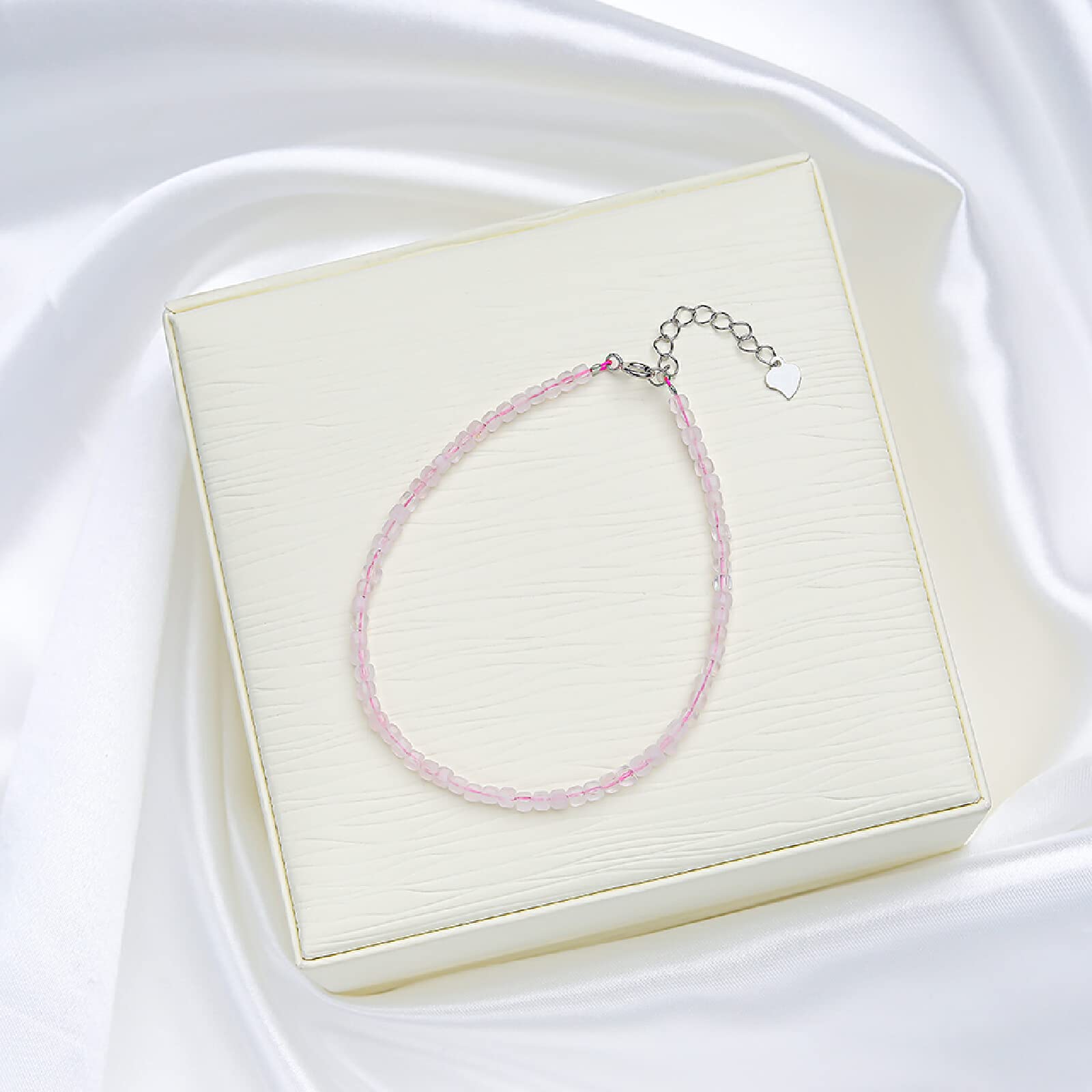 HLTYGWX Braccialetti lavorati a mano in pietra naturale di spinello nero da 2,5 mm a portata di mano per le donne Gioielli da festa Braccialetti in argento sterling con ametista, quarzo rosa, 16-19 cm