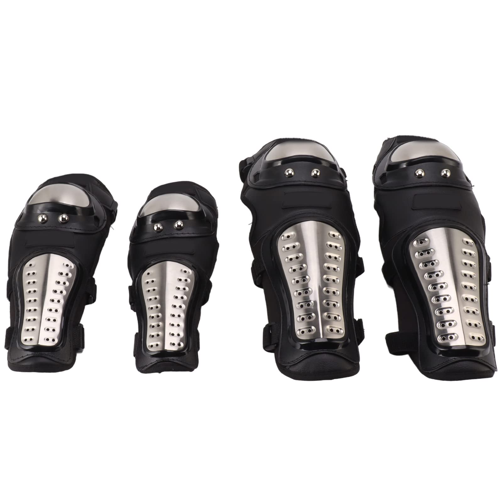 NDNCZDHC 4PCS Knee Elbow Pads with Bag Stainless Steel Motorcycle Protective Gear Black Motorcycle Knee Pads for Sports