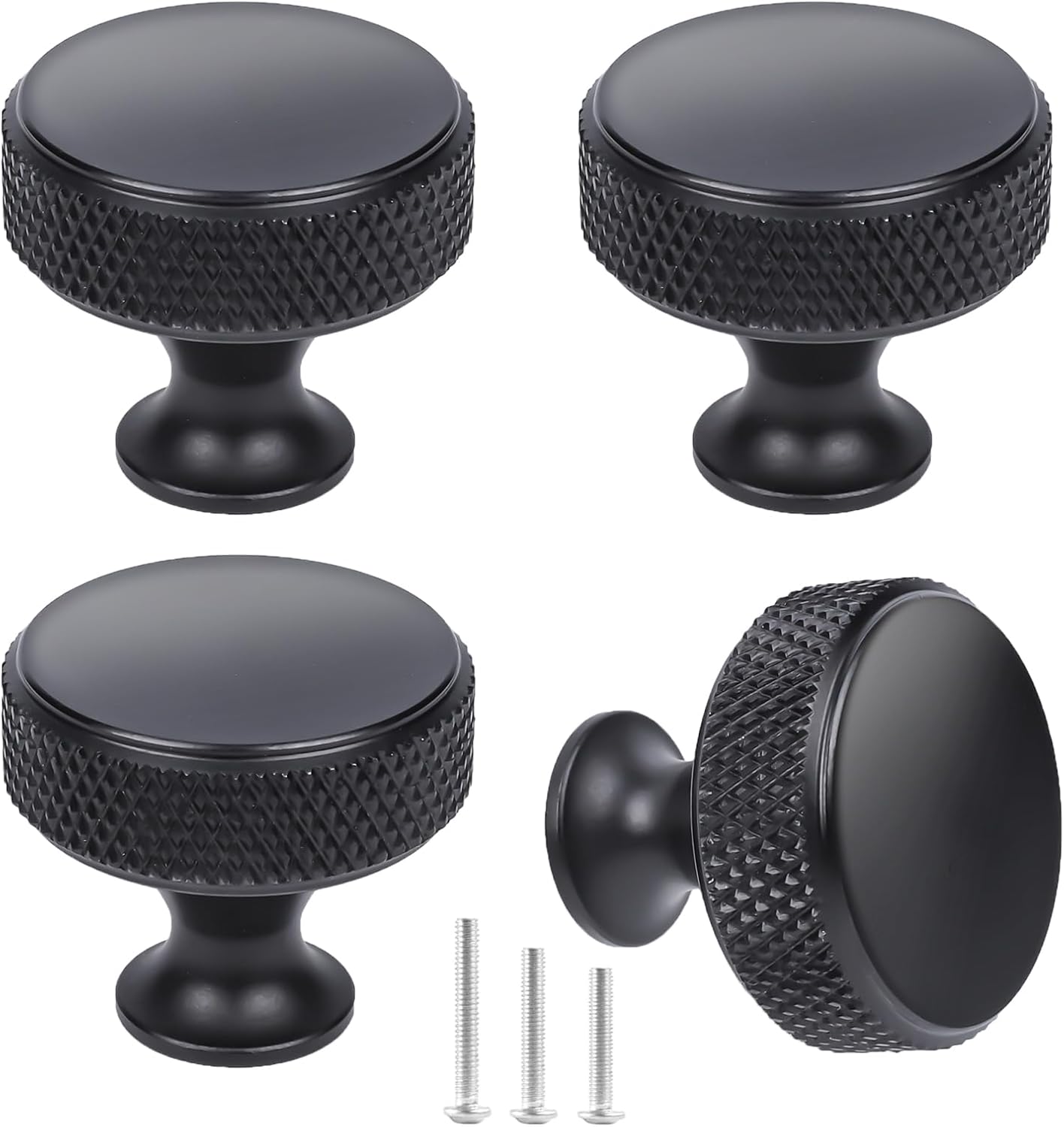 Gold Cabinet Knobs, Knurled Round Drawer Knobs Aluminium Dresser Pull Knob 30mm for Kitchen Bathroom Closet (4 Pack)