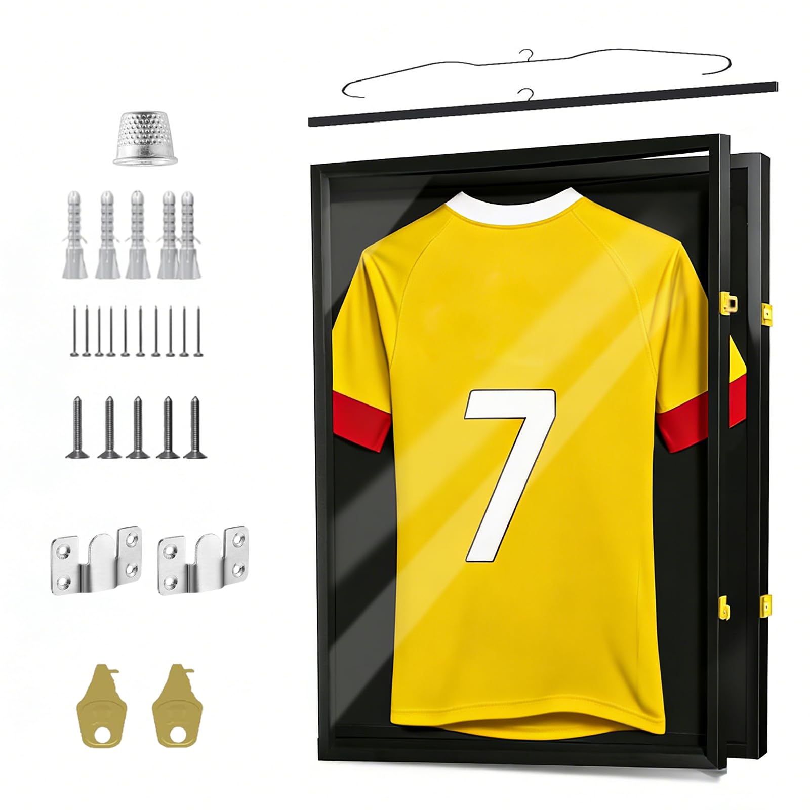Football Shirt Frame Display Case 600x800mm, Lockable Jersey Display Frame with UV Protection, Shadow Box for Football, Rugby, Basketball Shirts – Black