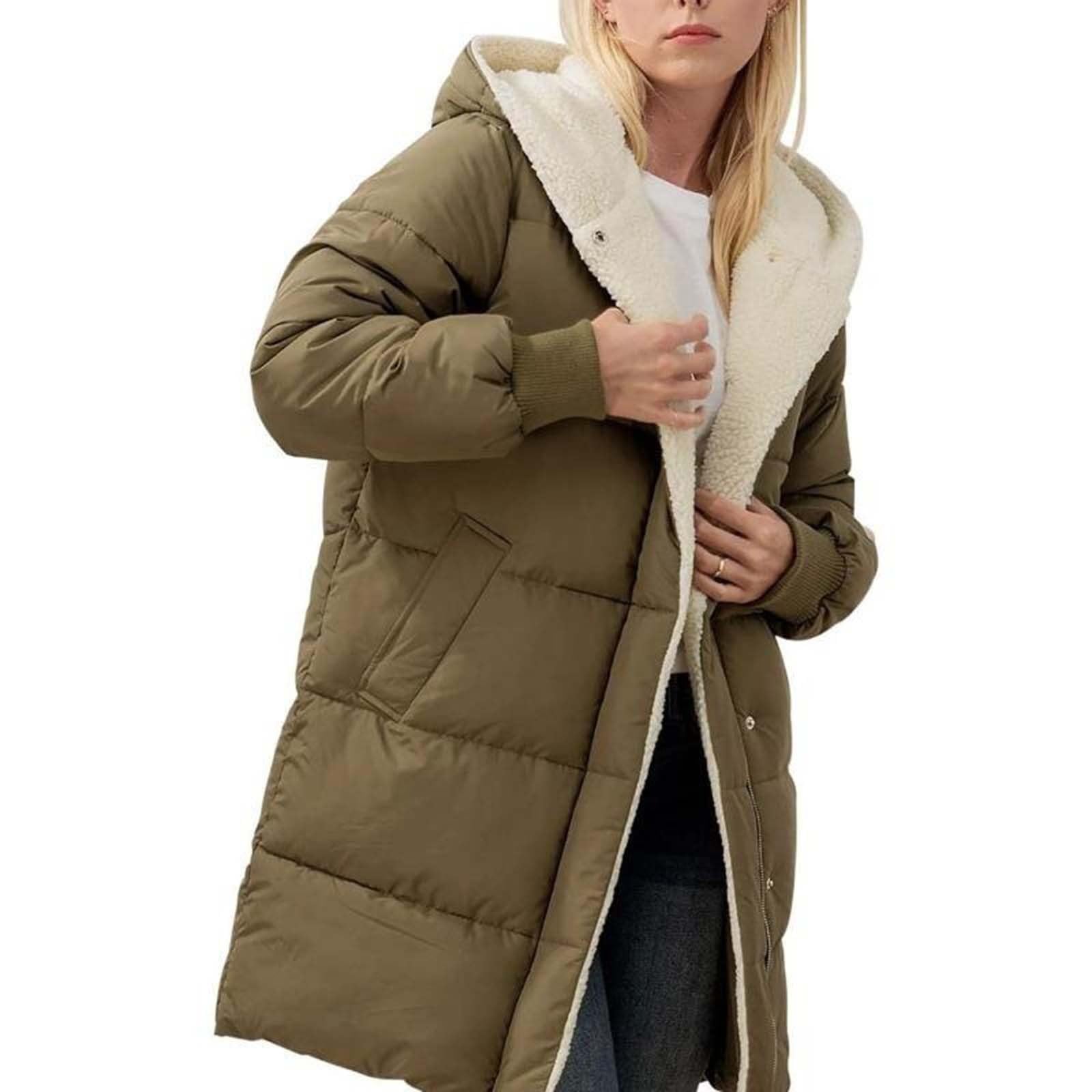 Cappotti invernali da donna, con cerniera intera, con cappuccio, casual
