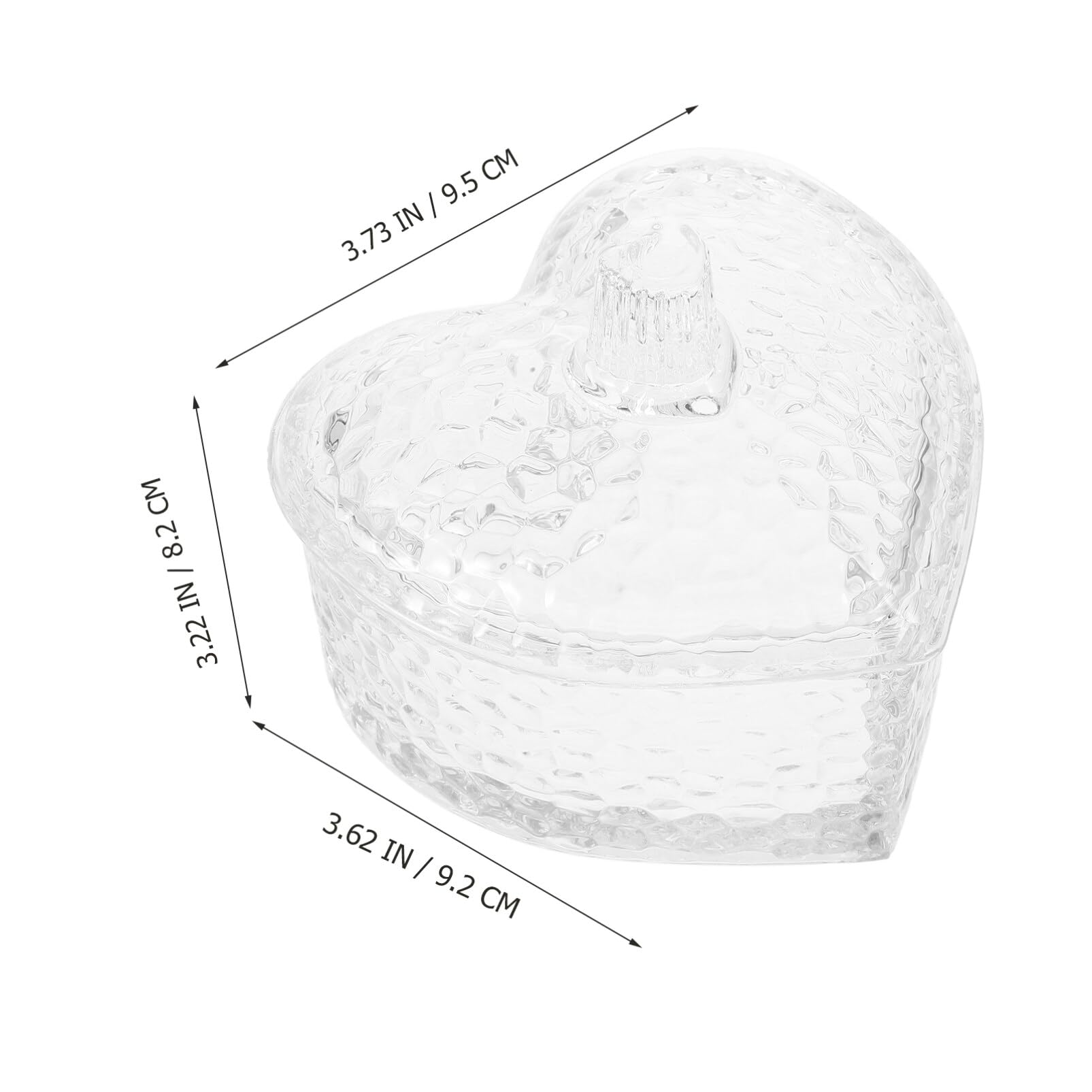 Cabilock Glass Heart Shaped Jewelry Box Candy Dish with Lid Ring Earring Trinket Storage Box Vintage Jewelry Trinket Holder Box Organizer Decorative Jar - Image 3