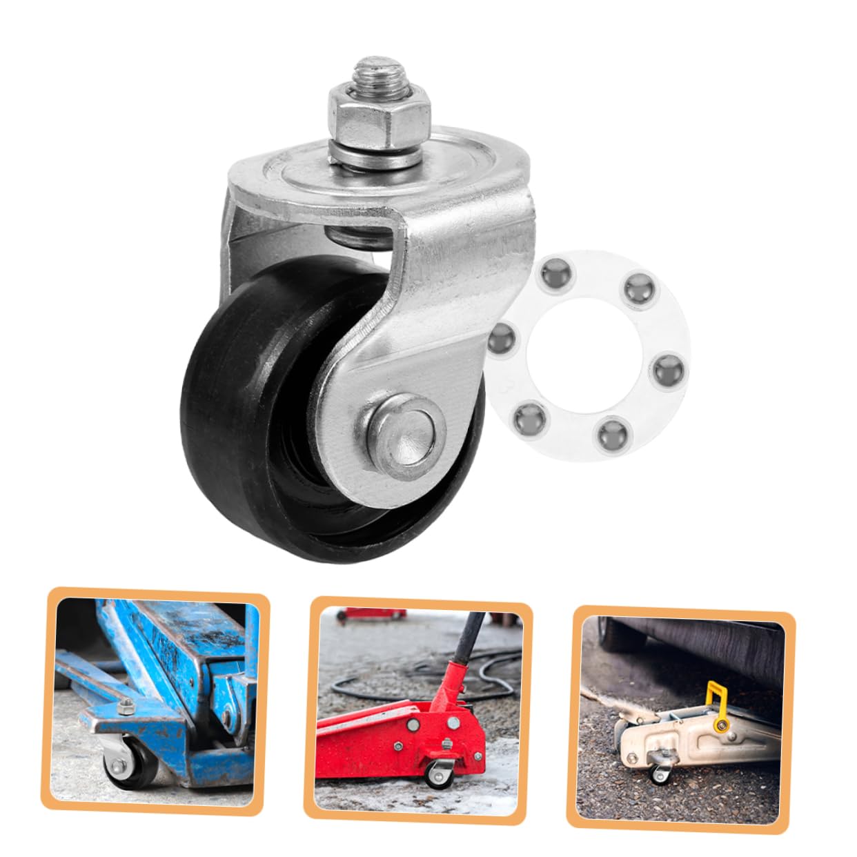 4 Stück Lenkrollen für Wagenheber aus Stahl, Silber, Robust