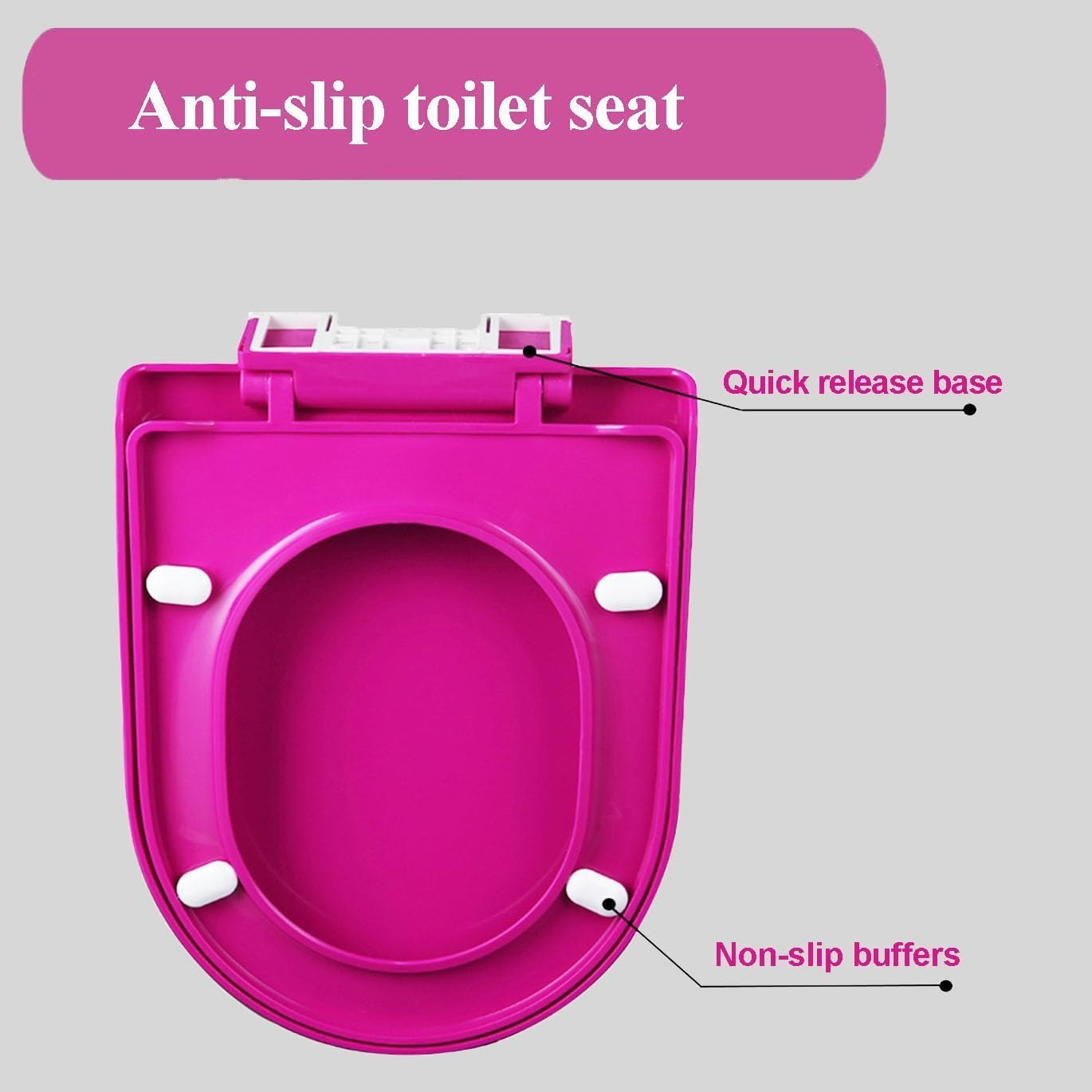 Durable plastic Soft-close U-shaped Toilet Seat, Top-mounted Installation, Adjustable Hinges Easy to clean