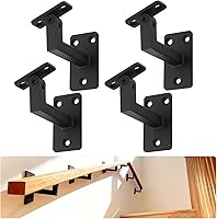 Lasiever 4-Pack Adjustable Handrail Brackets for Stairs - Black Rustproof Stair Railing Supports, 0-270° Swivel for Indoor/Outdoor Use