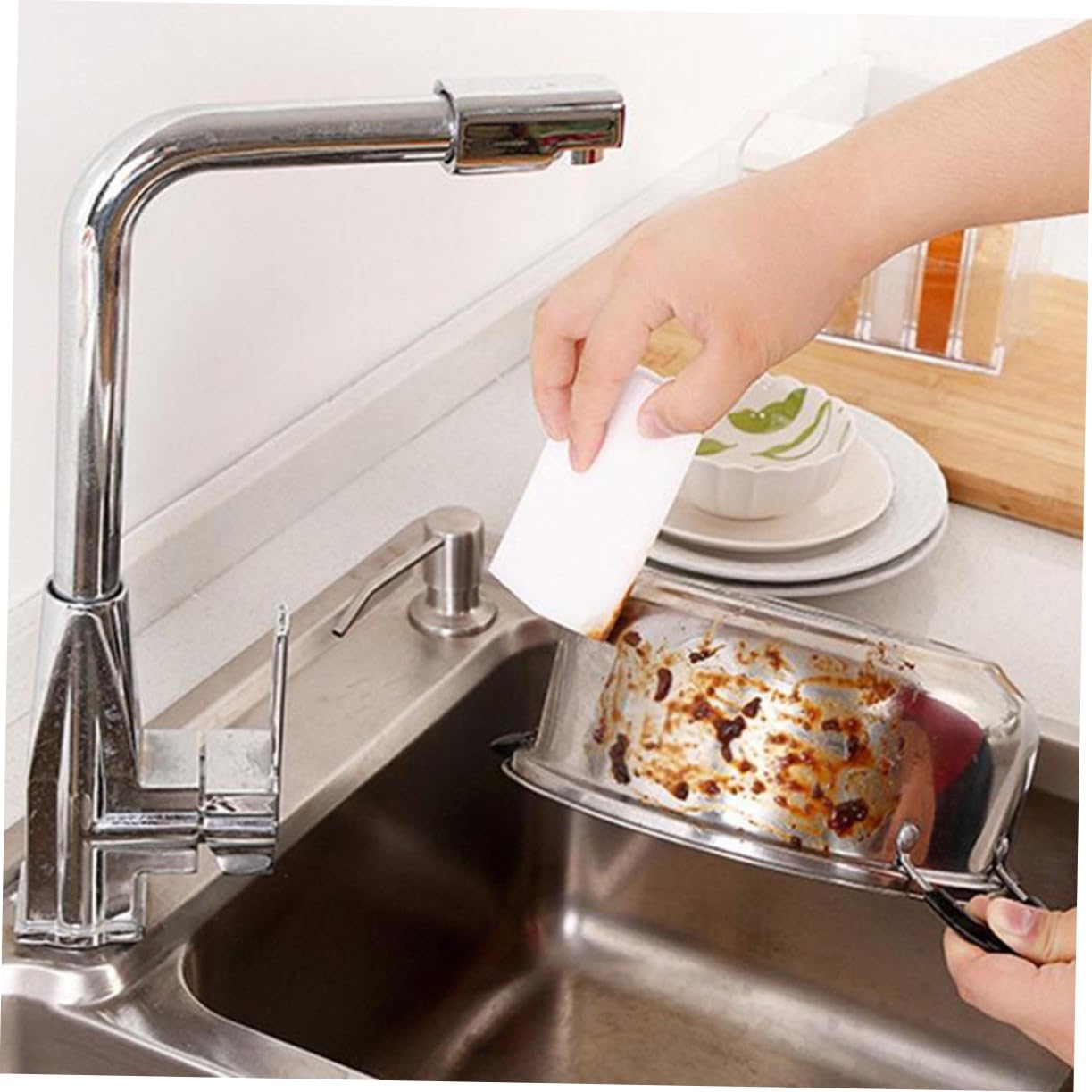 Veemoon 20pièces Éponge Nettoyante Mousse De Melamine Accessoire De Nettoyage pour Cuisine Et Salle De Bain Chiffon à Poussière pour Vaisselle Et Surfaces
